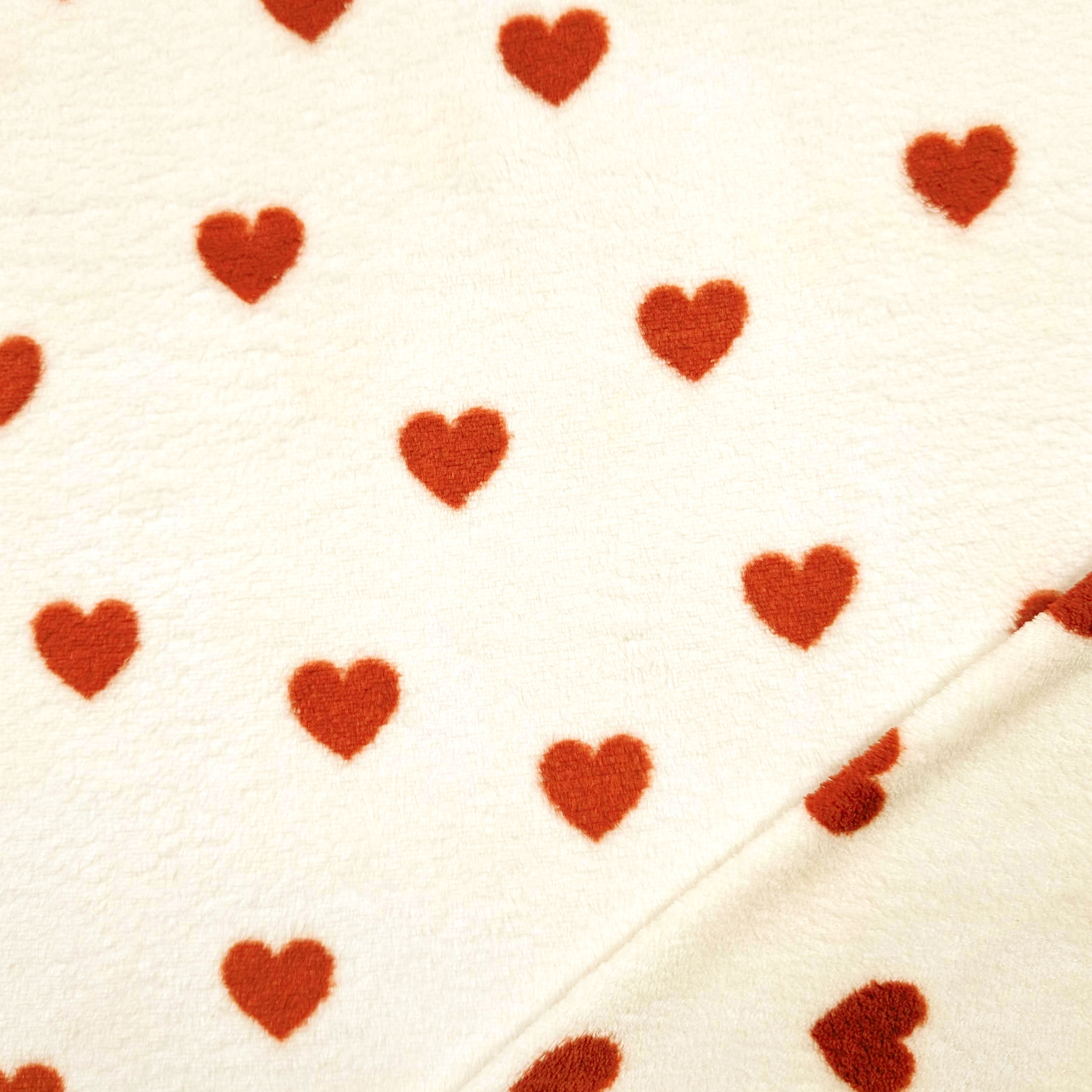 Cashmere Fleece Red Hearts White Background Image