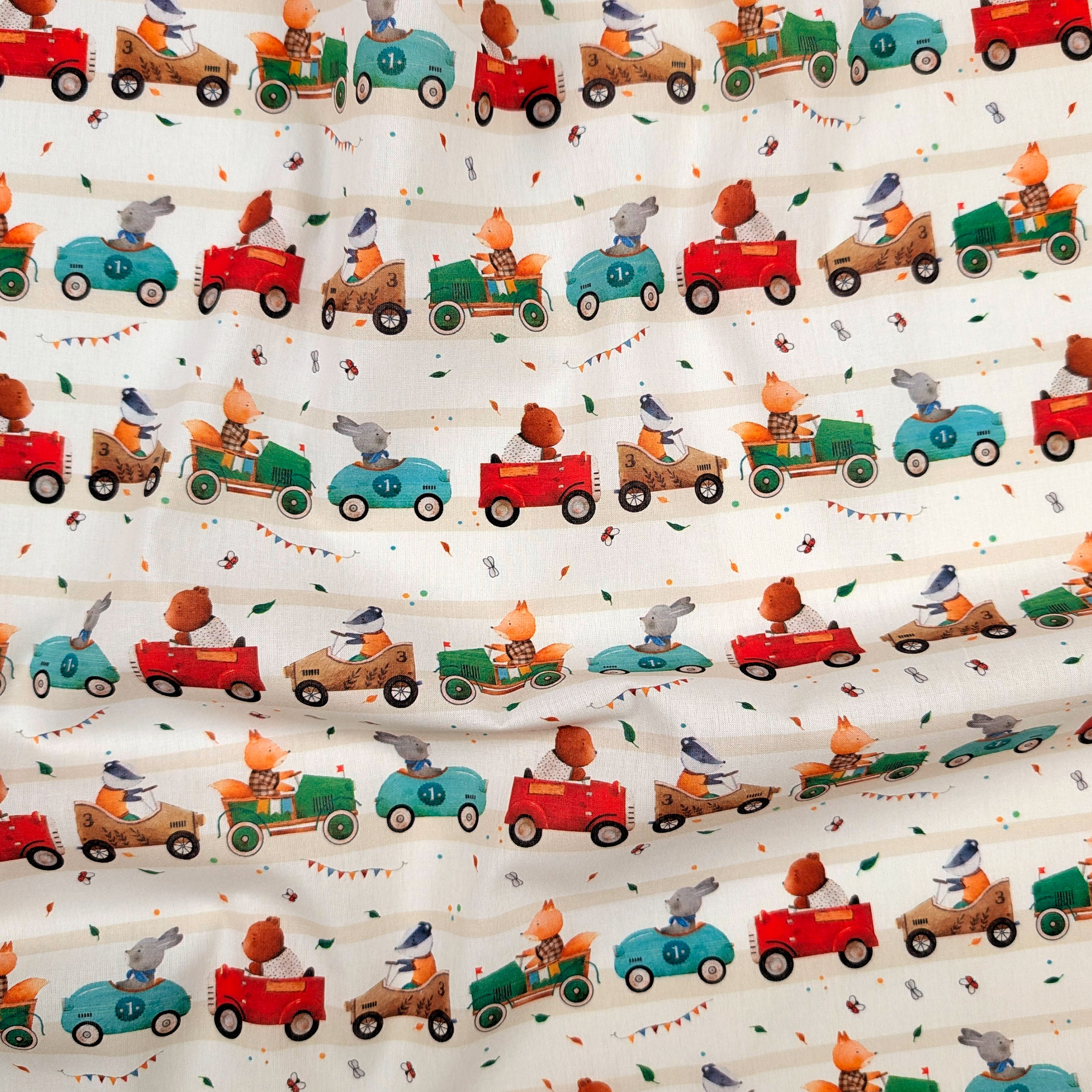Percale Cotton: Toy Car Race Image