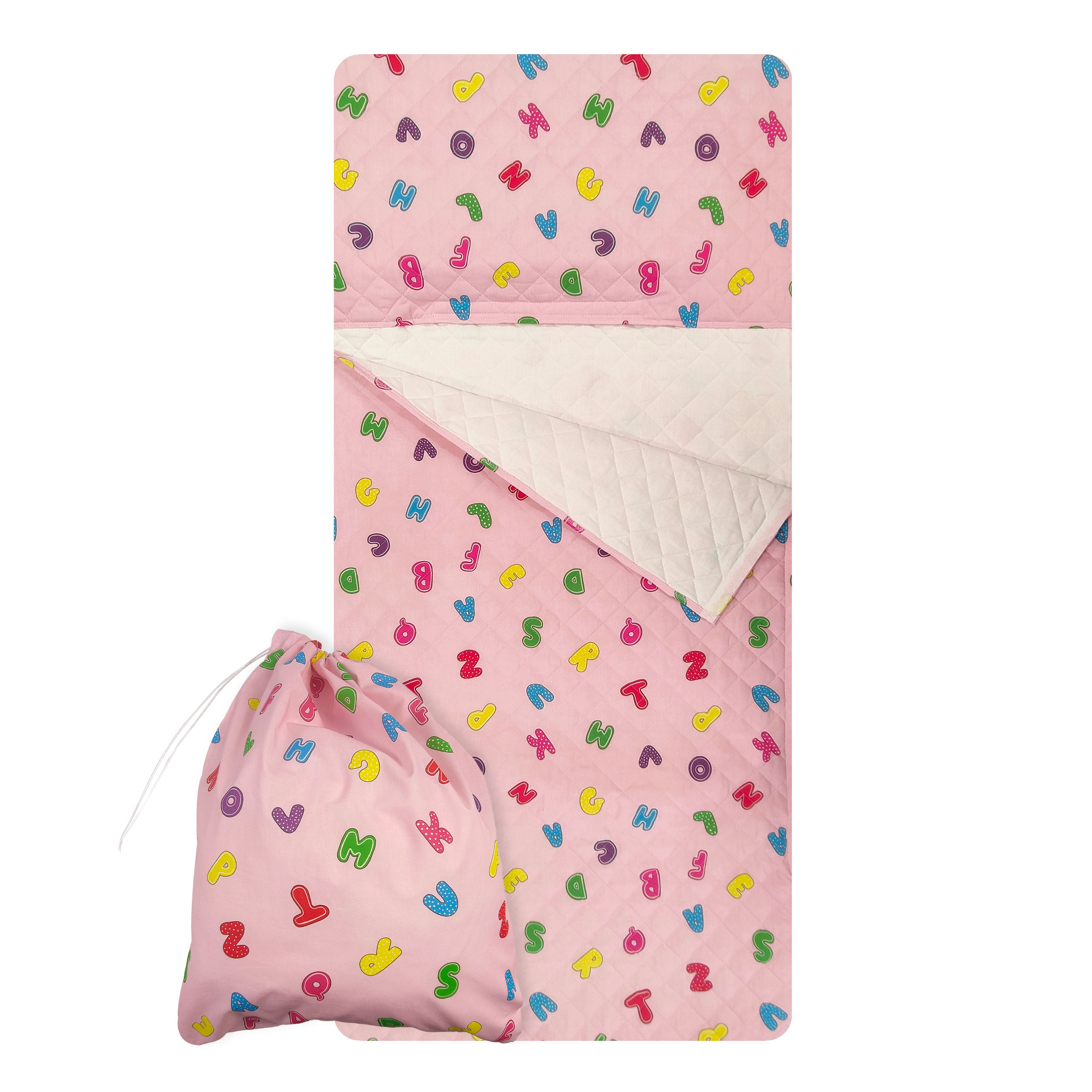 Sac de couchage Alphabet rose