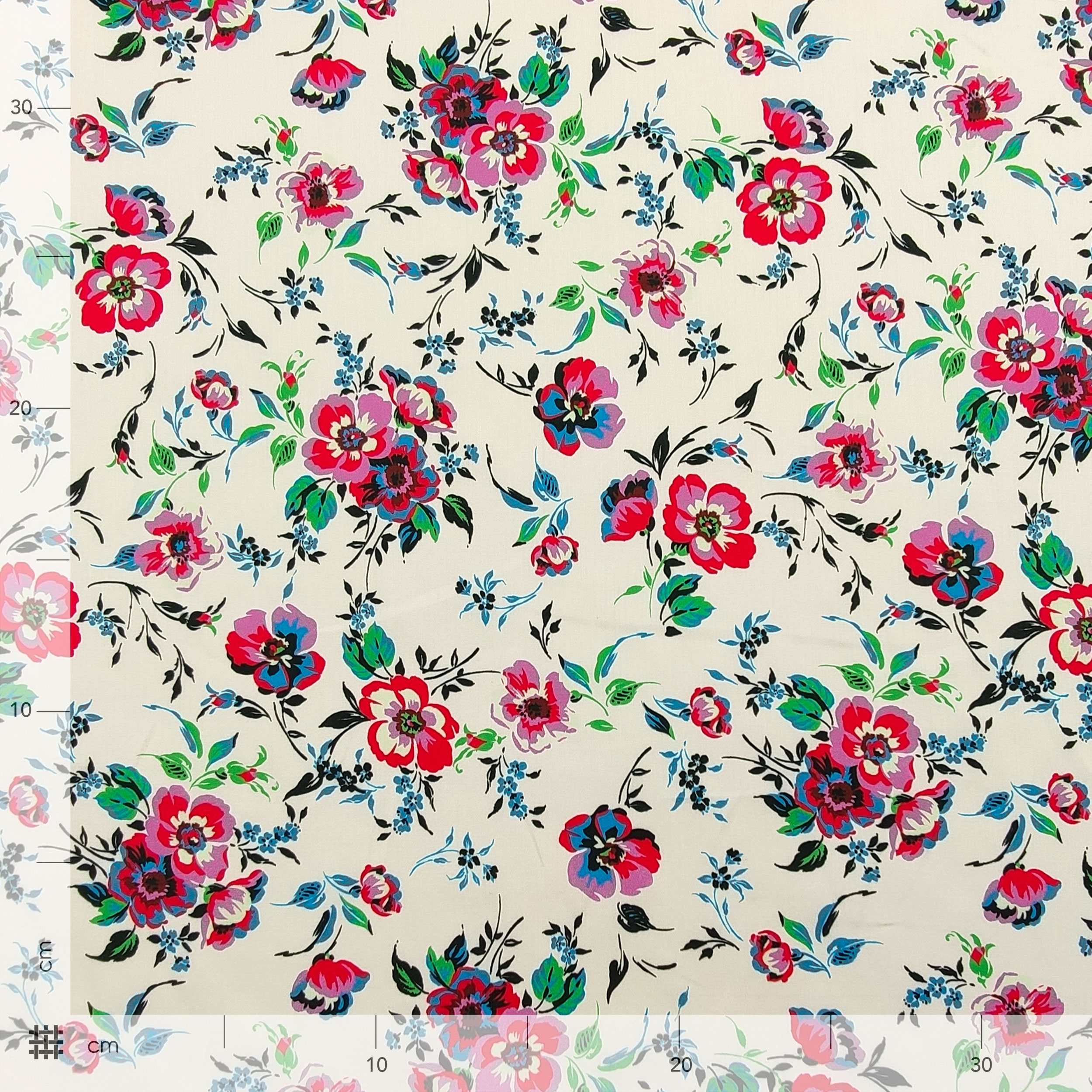 Cotton Satin with Floral Fantasy Cream Background Image