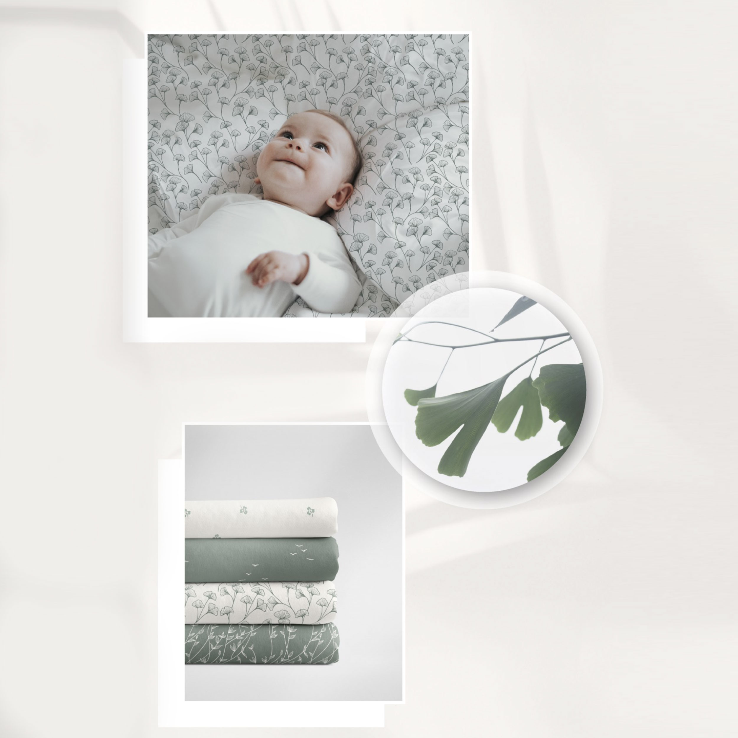 Poplin Cotton White Polka Dot Background Sage Green Image