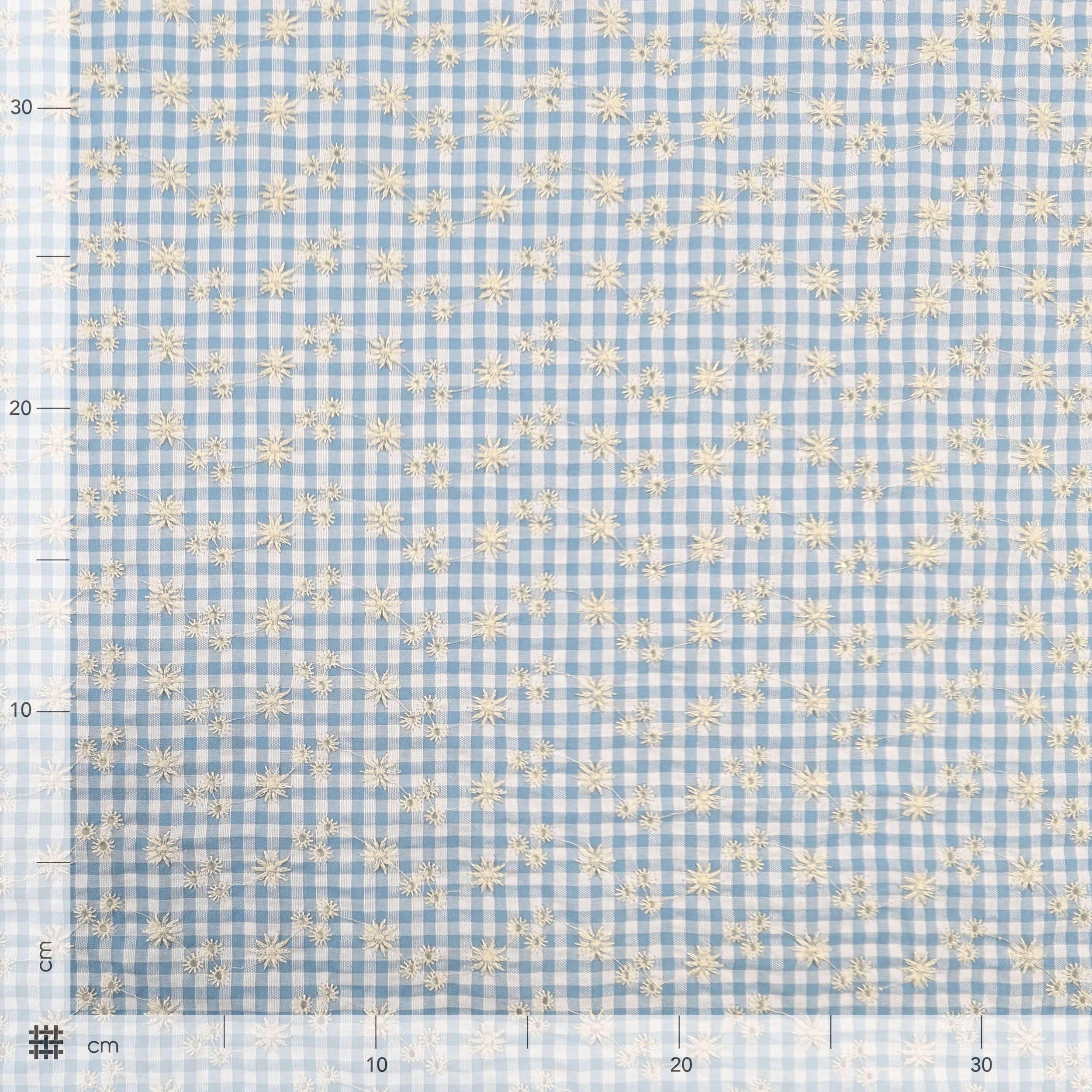 Sangallo Cotton Squares Light Blue and Little Flowers Image