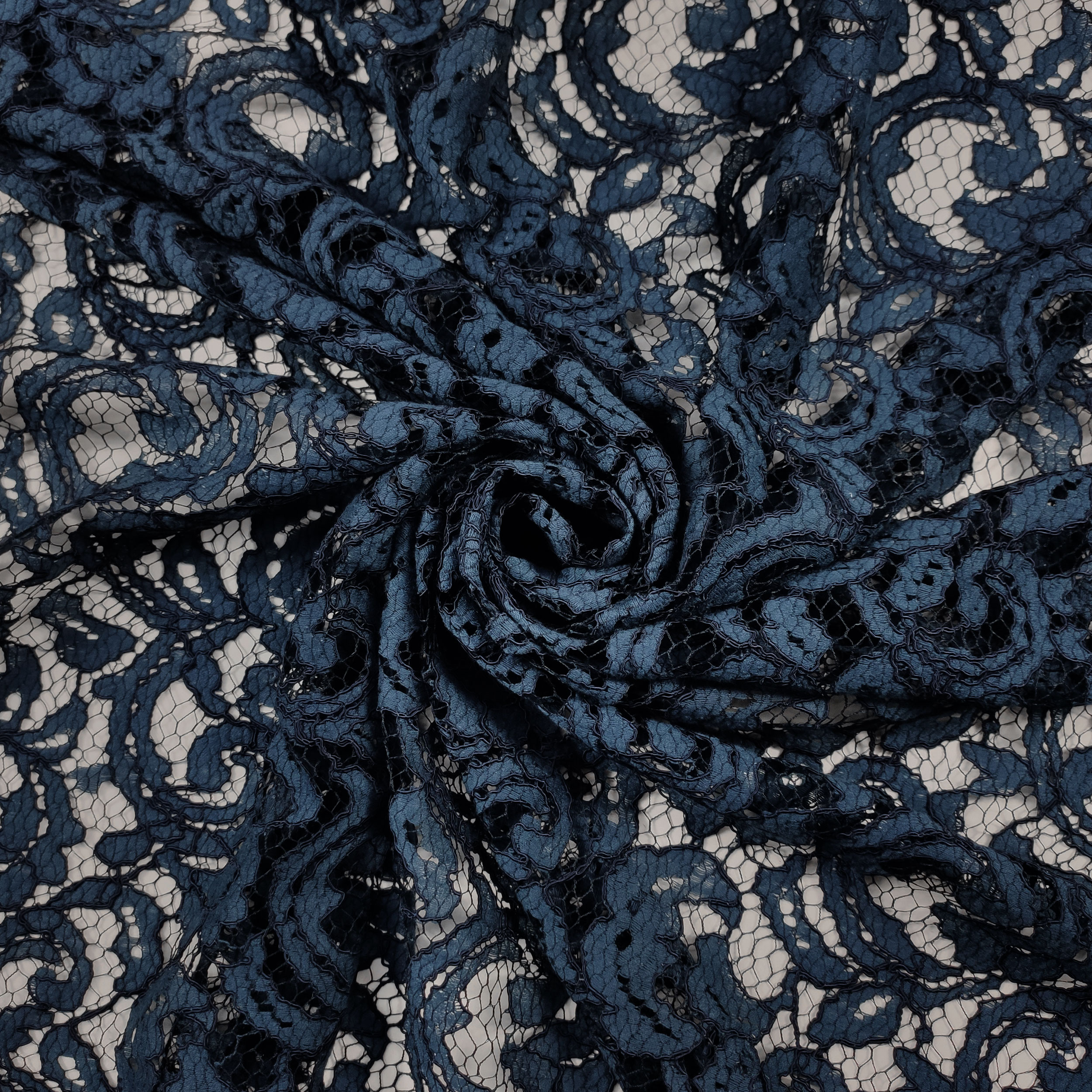 Tissu de dentelle en coton mélangé bleu
