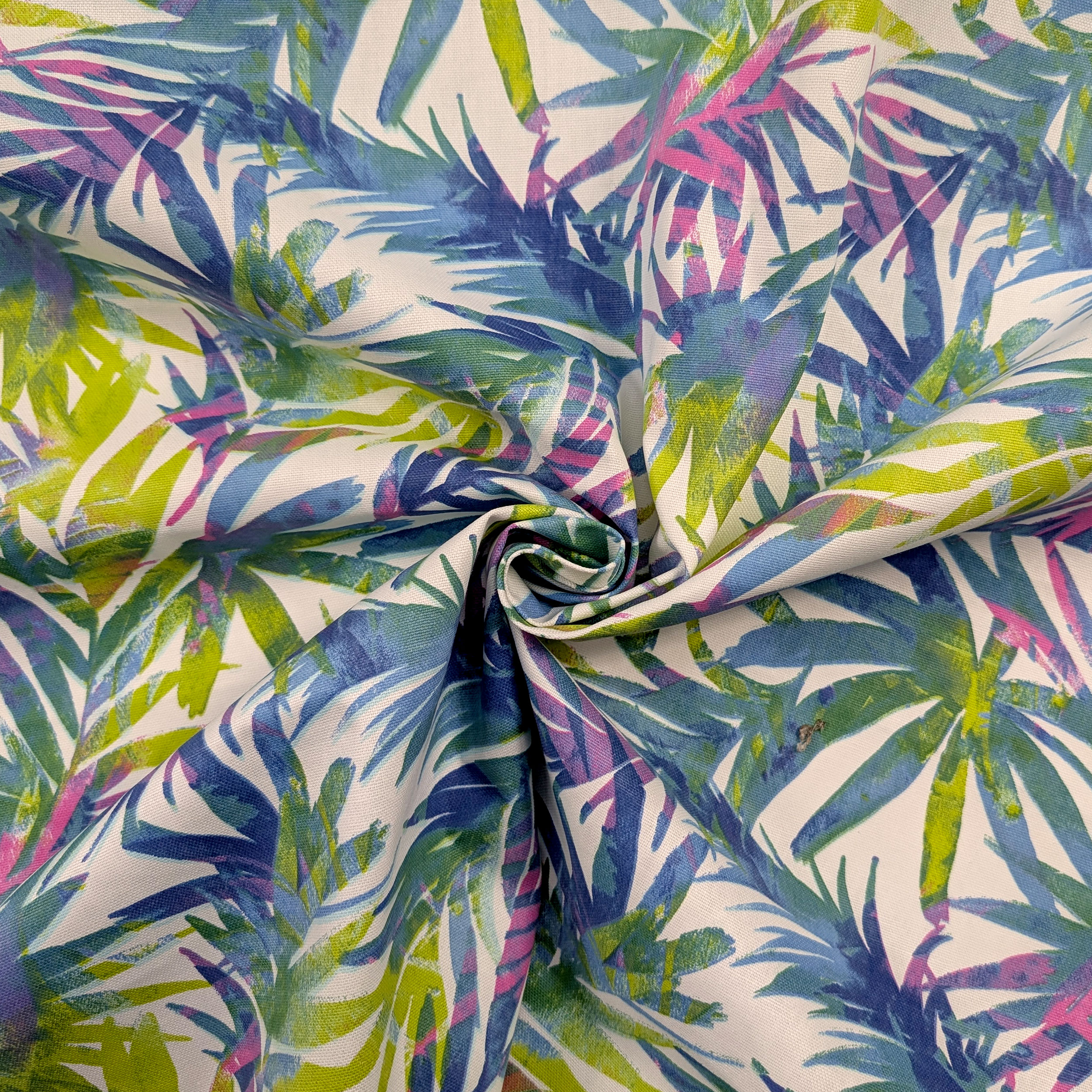 Panama Printed Tropical Leaves Cold Tones Image