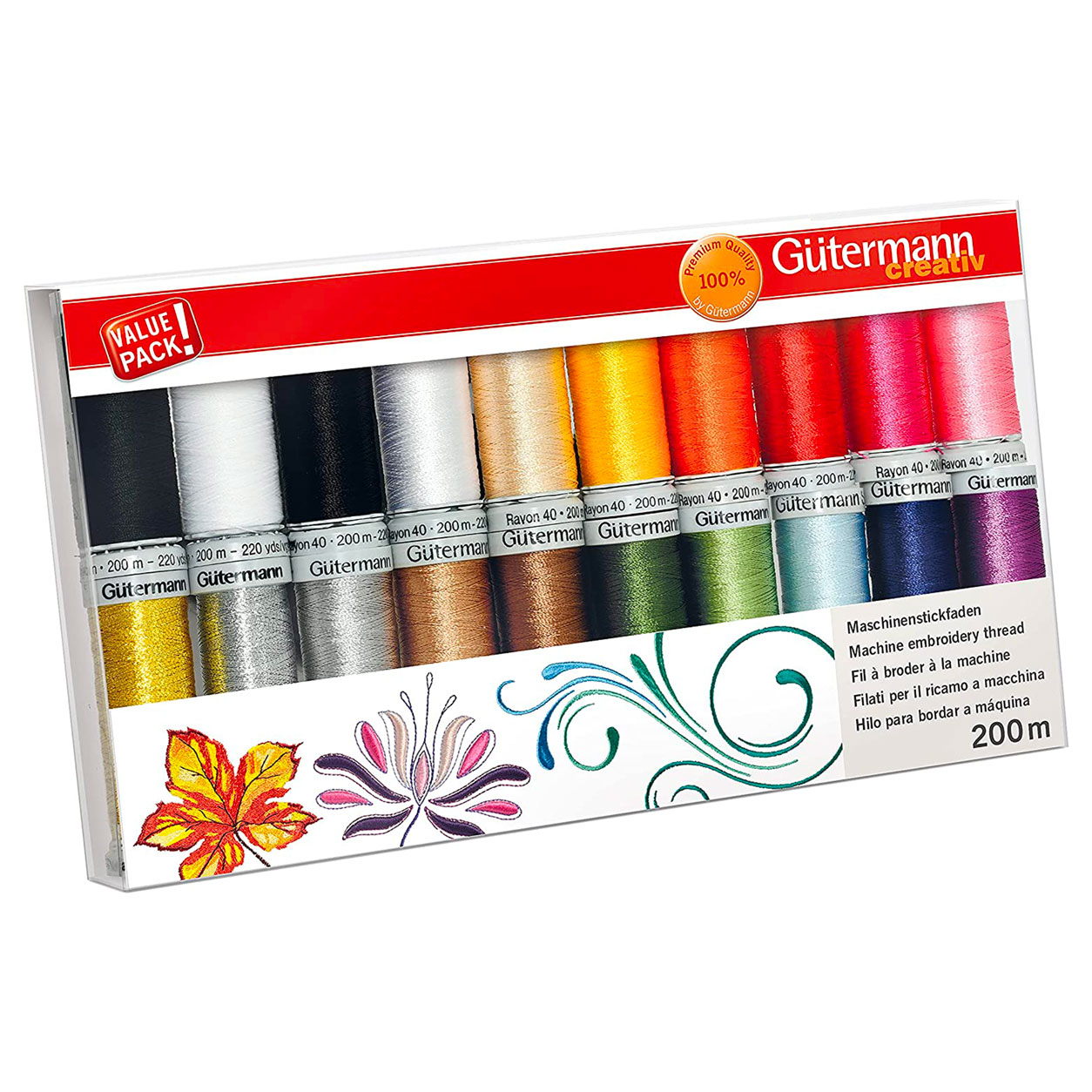 Gutermann Hilos para Bordar a Máquina 20 Bobinas
