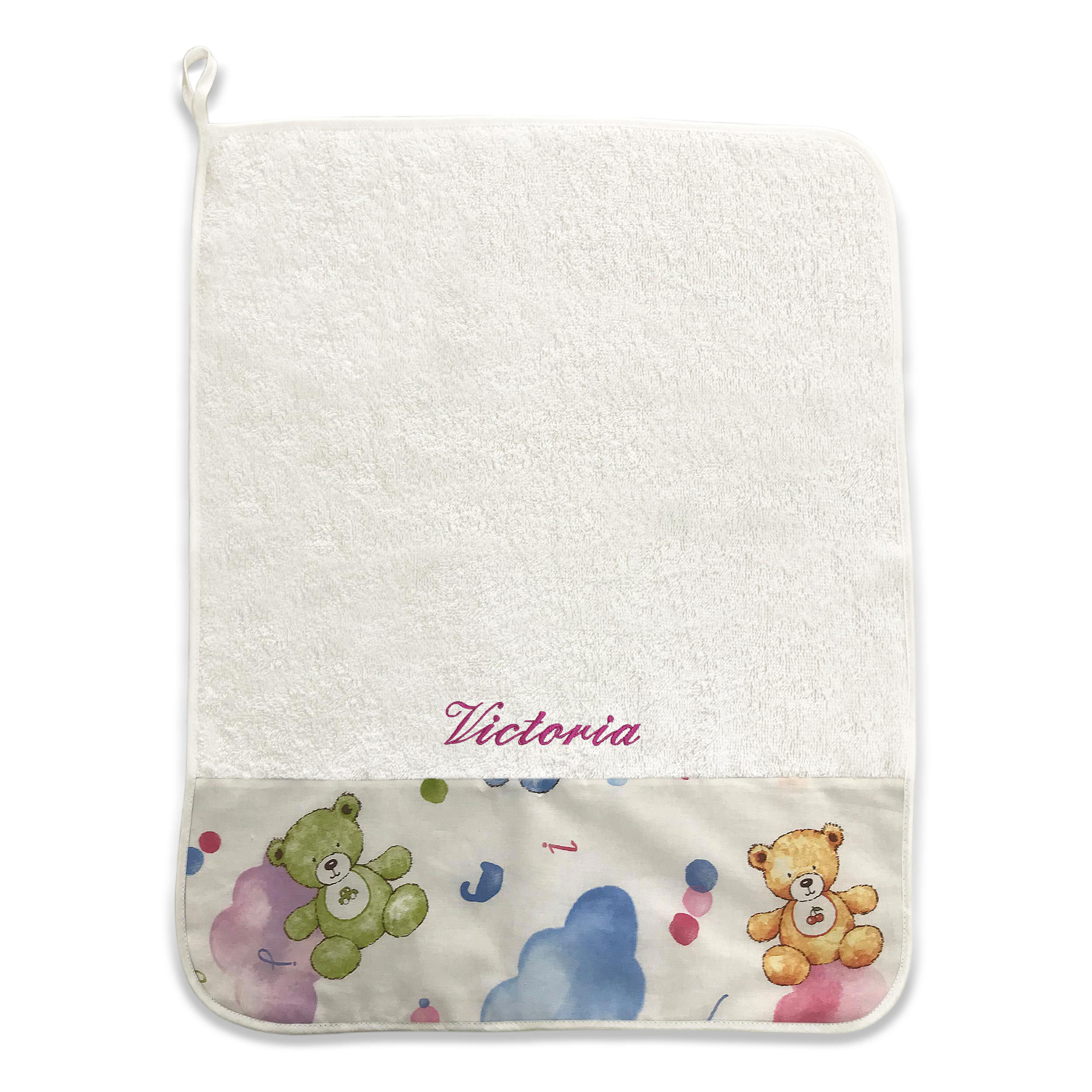 Serviette de toilette Ours et nuages roses