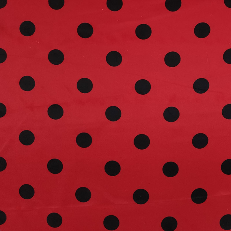  Tela de raso Carnaval Rojo Negro Lunares Image