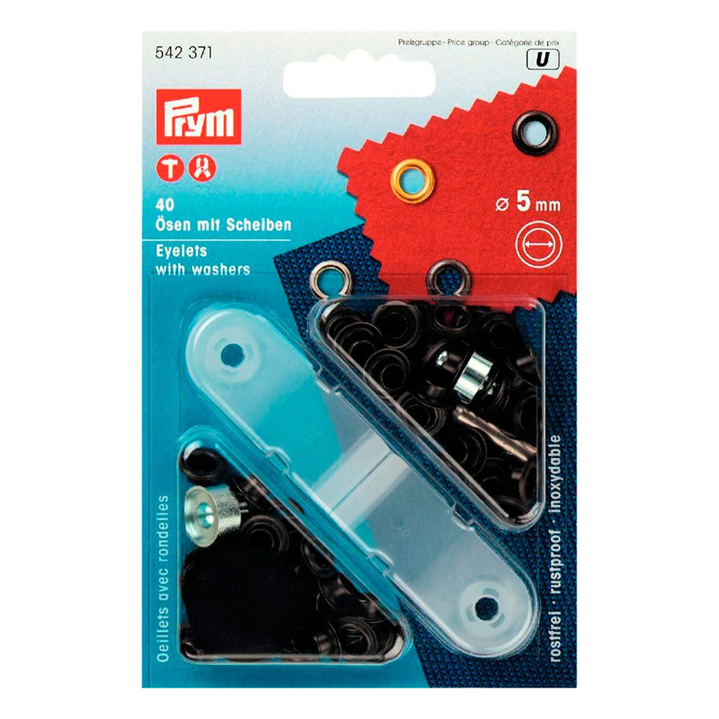 Ösen mit Unterlegscheiben Prym Schwarz 5 mm