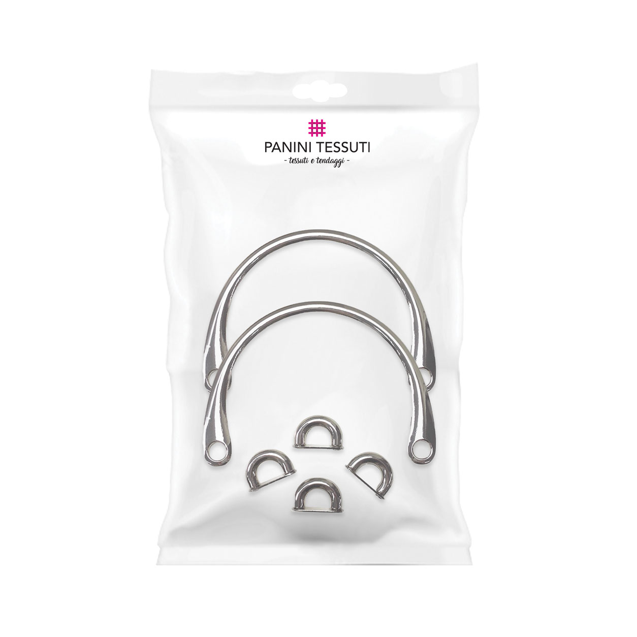 Asas de bolso de metal plateado