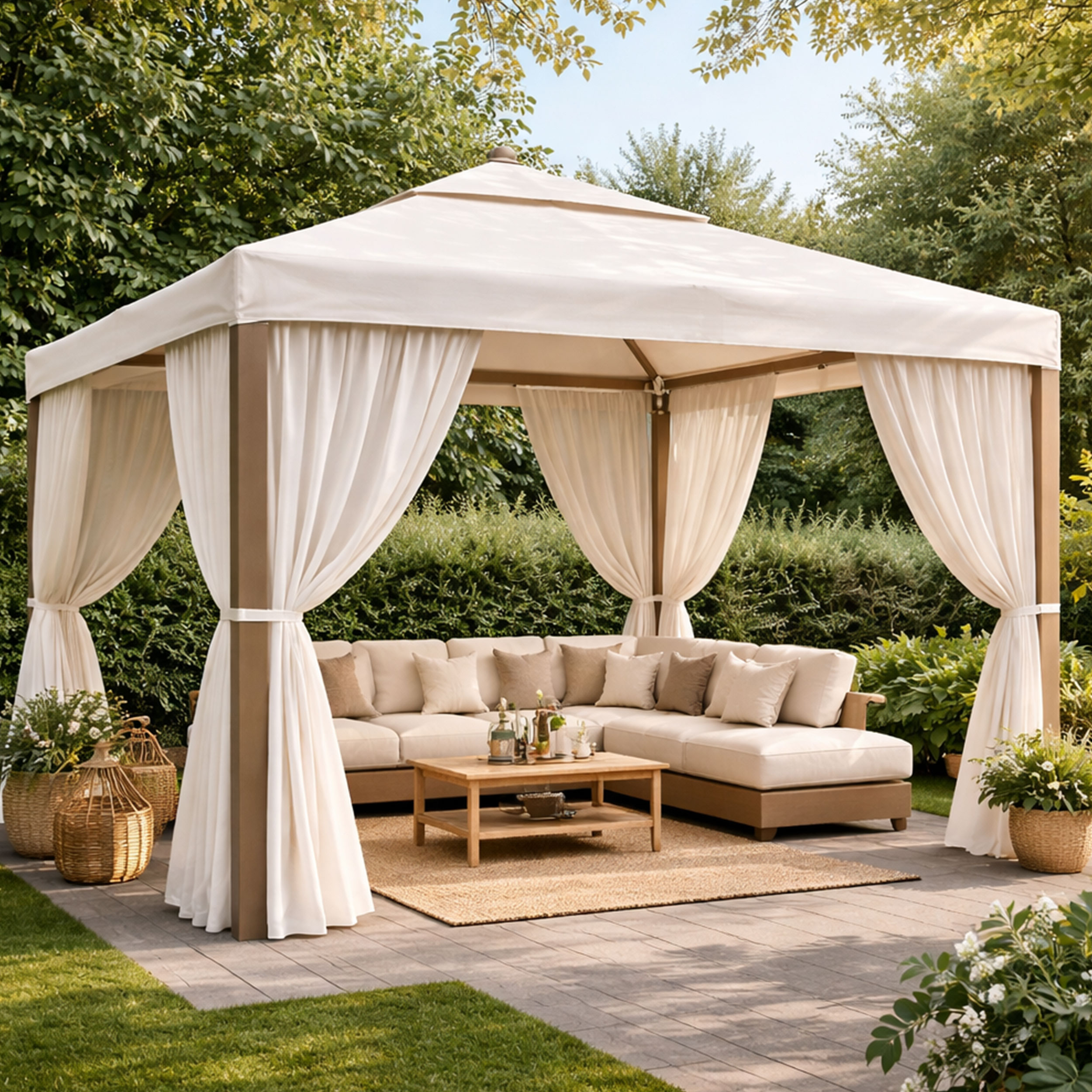 Beige Pergola Awning Fabric Image