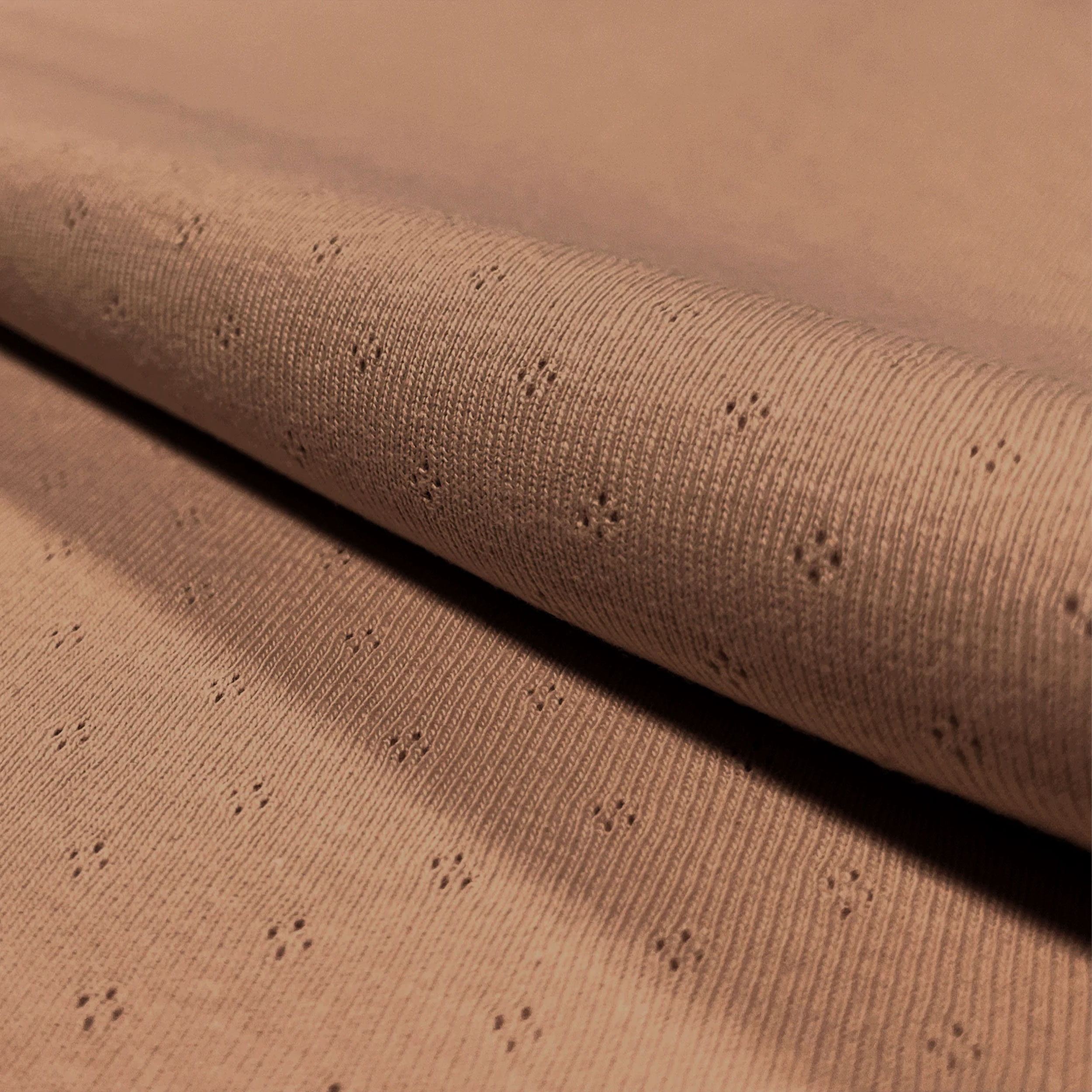 Cotton Floral Perforated Jersey on a Hazelnut Background Image