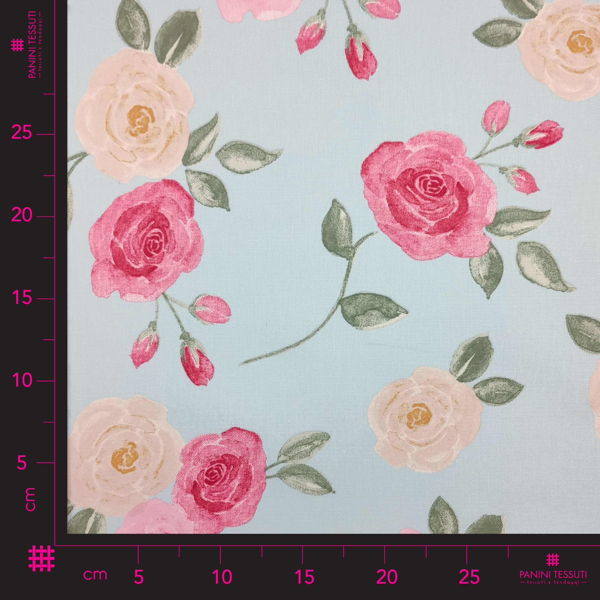 Tejido Panamá Fondo Rosa Celeste