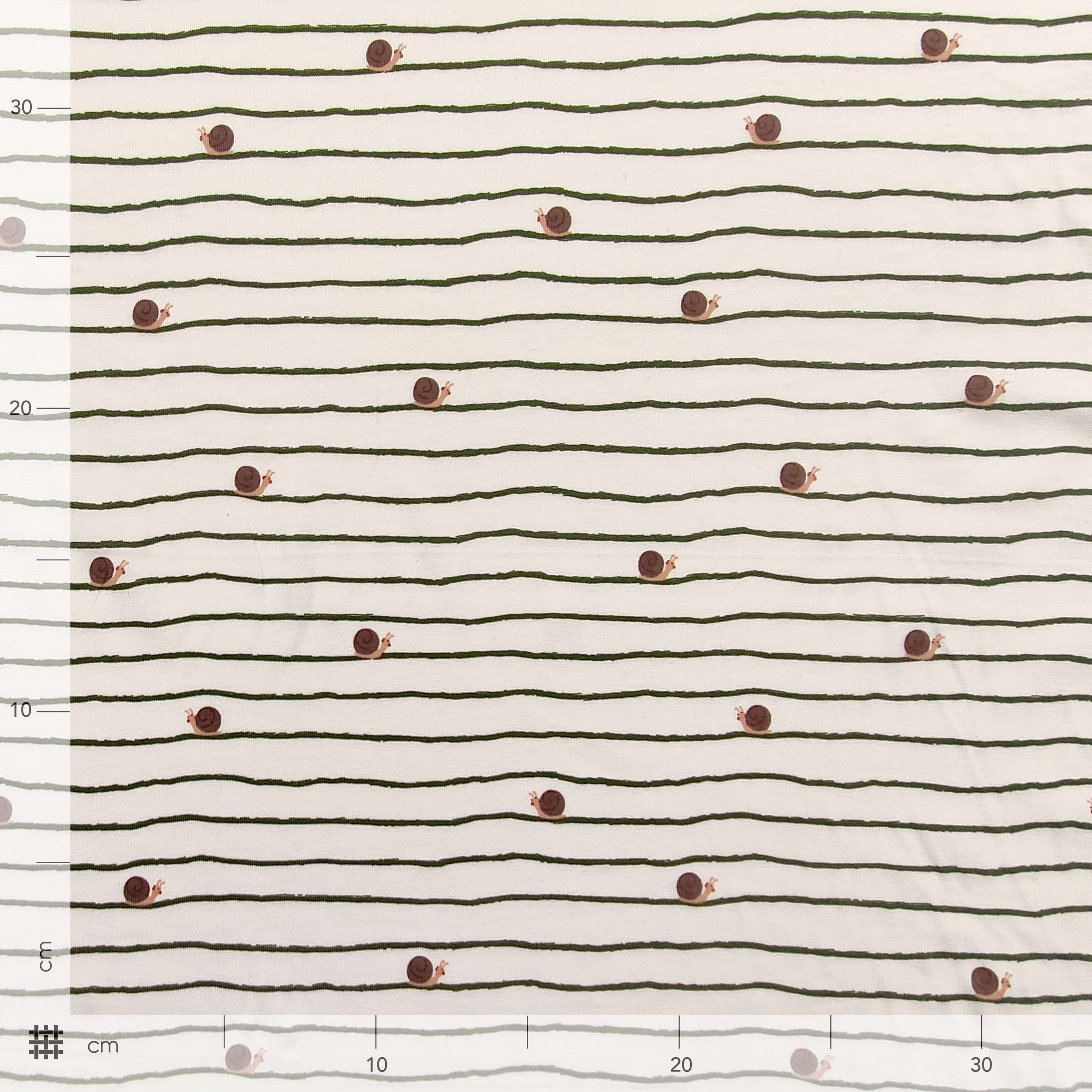 Jersey Cotton Snail Pattern and Green Stripes Image