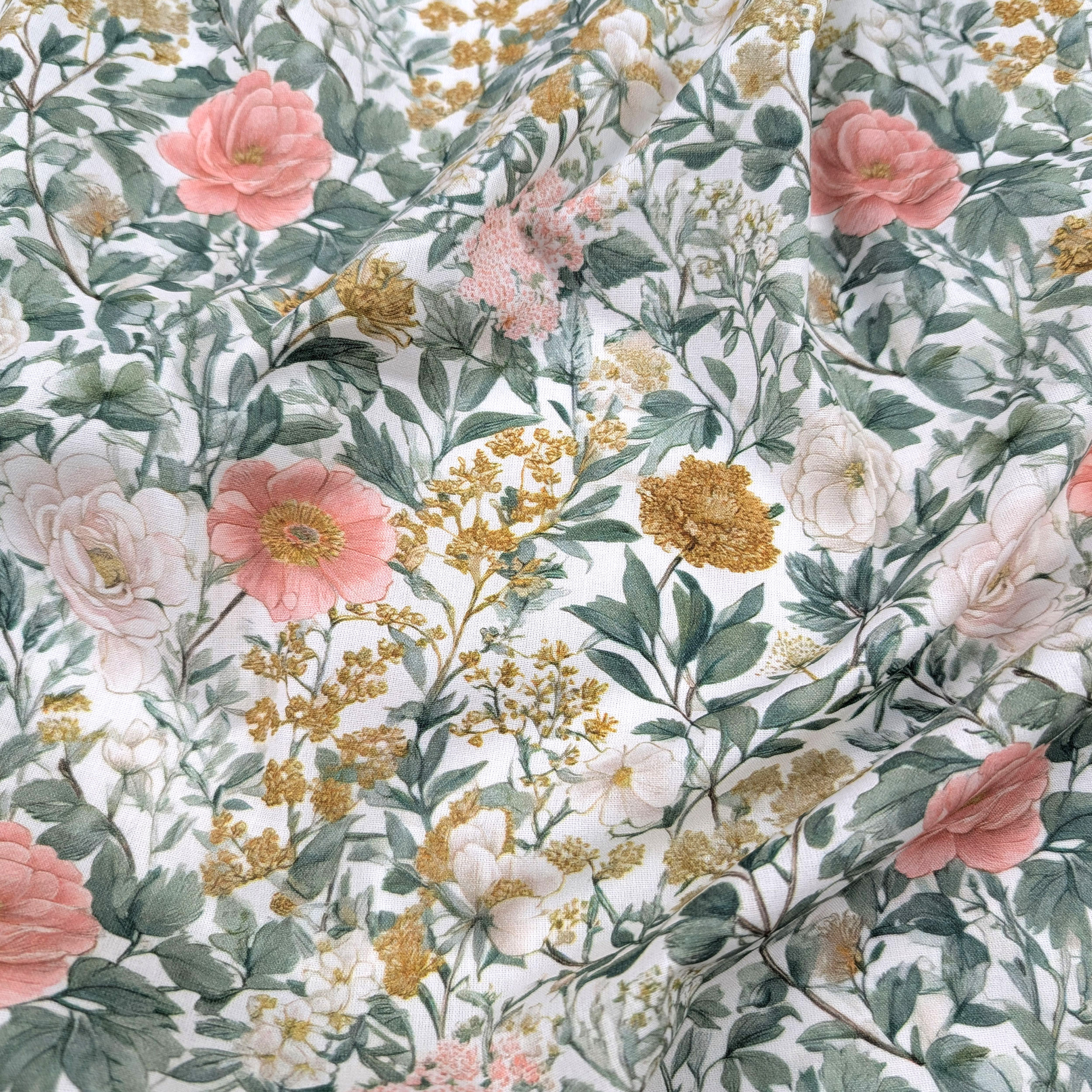 Percale Cotton Flowers White Background Image