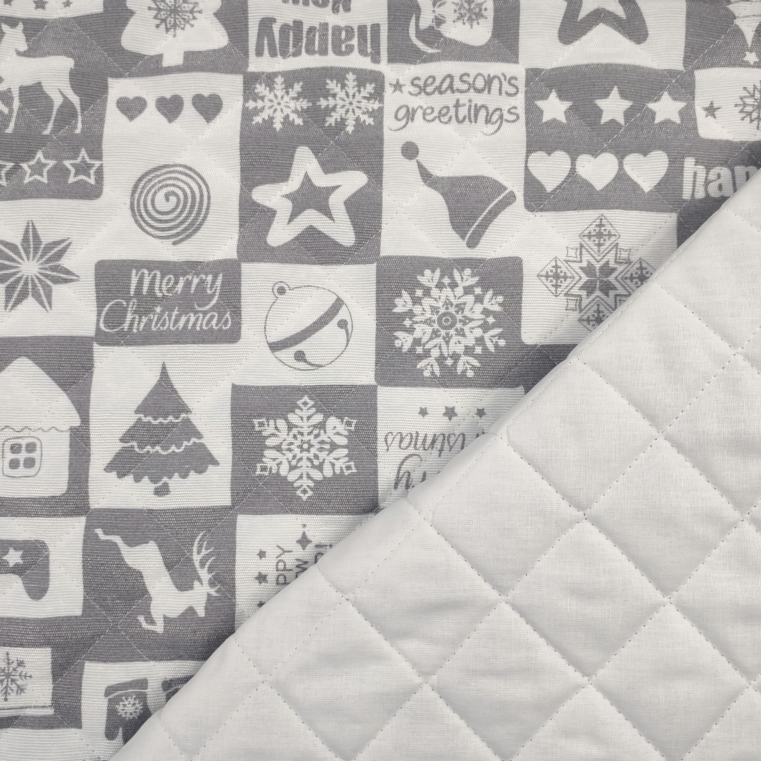 Tissu matelassé Patchwork de Noël Gris
