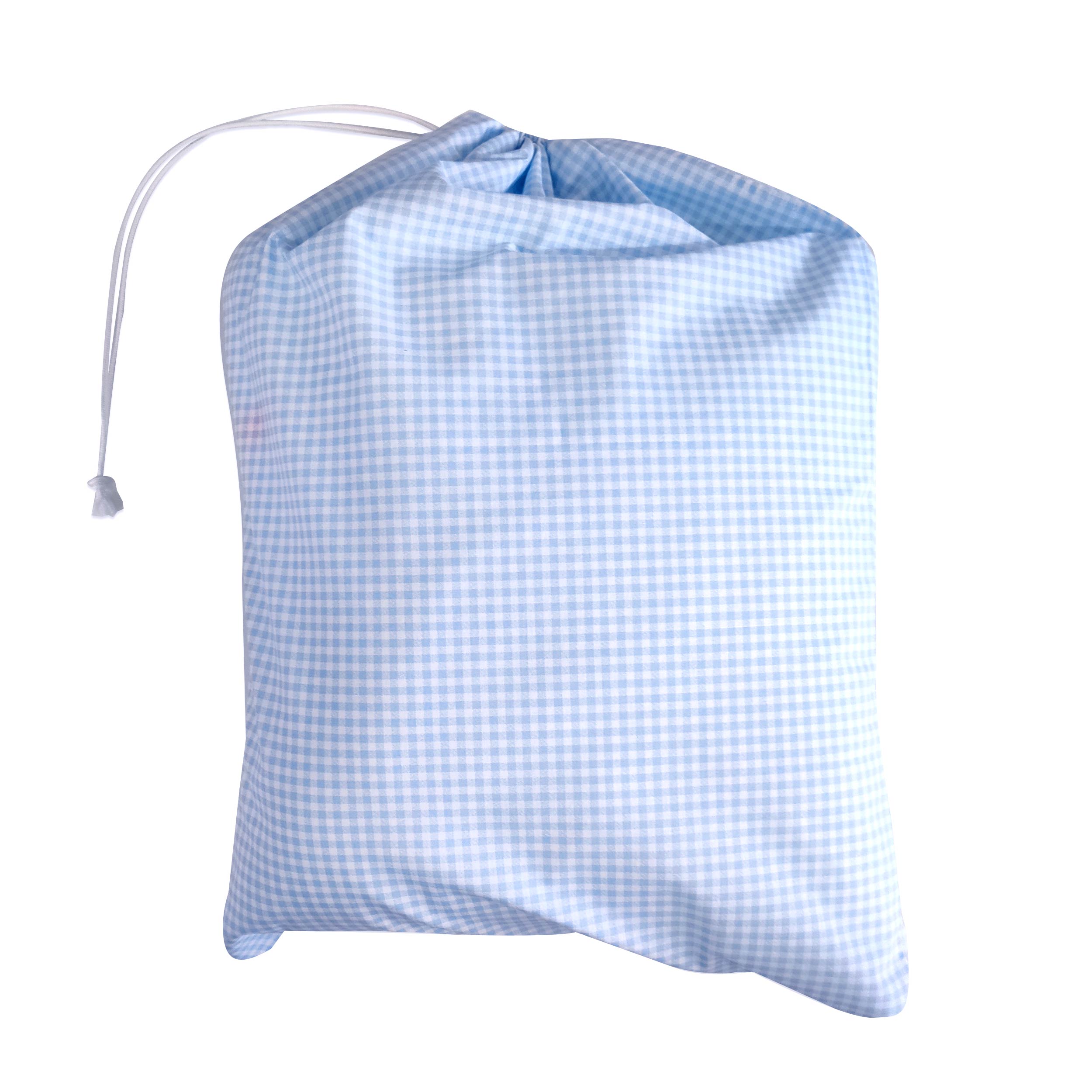 Bolsa Kindergarten Azul Claro A Cuadros Blanco Image