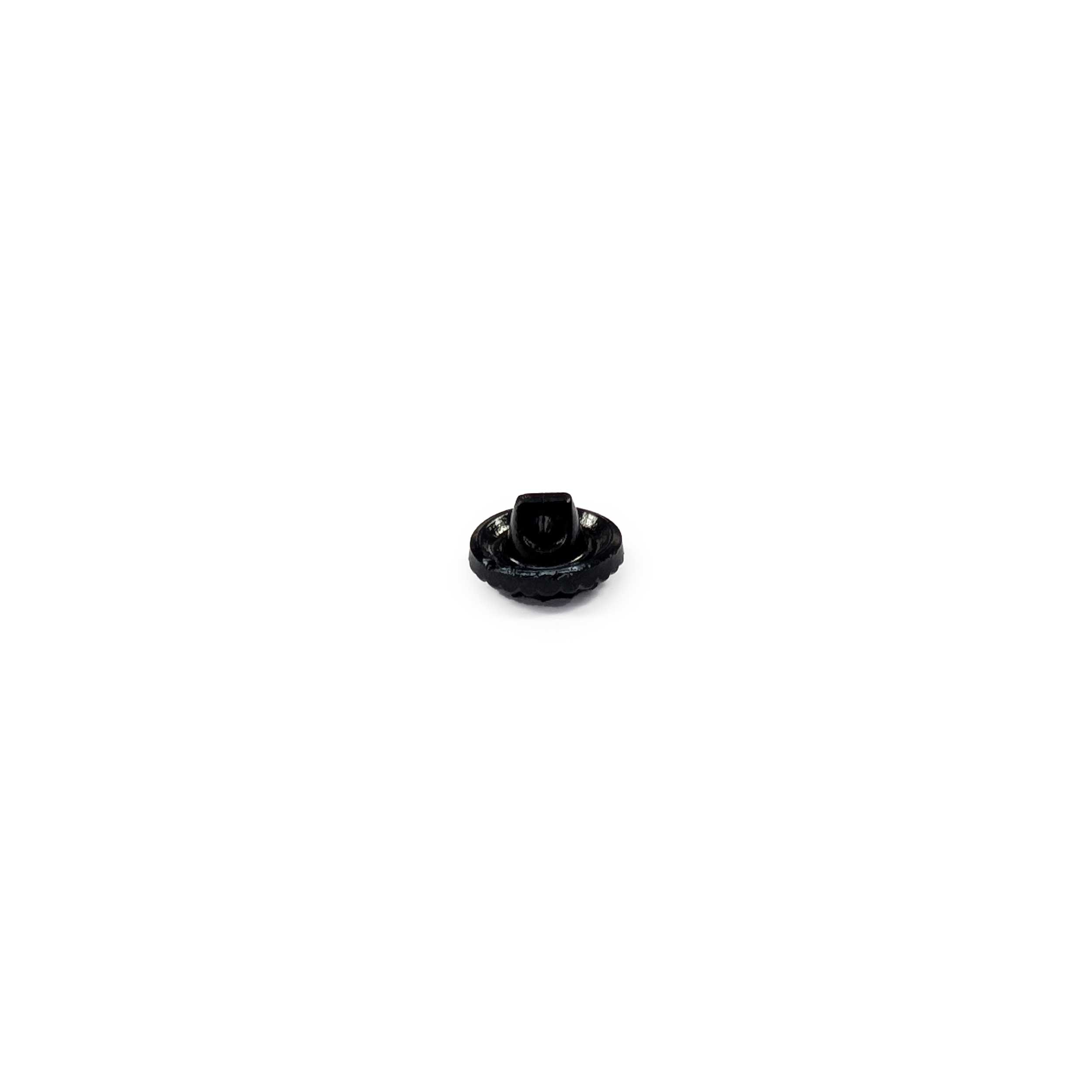 Small Black Glass Button with Silver Crown Image