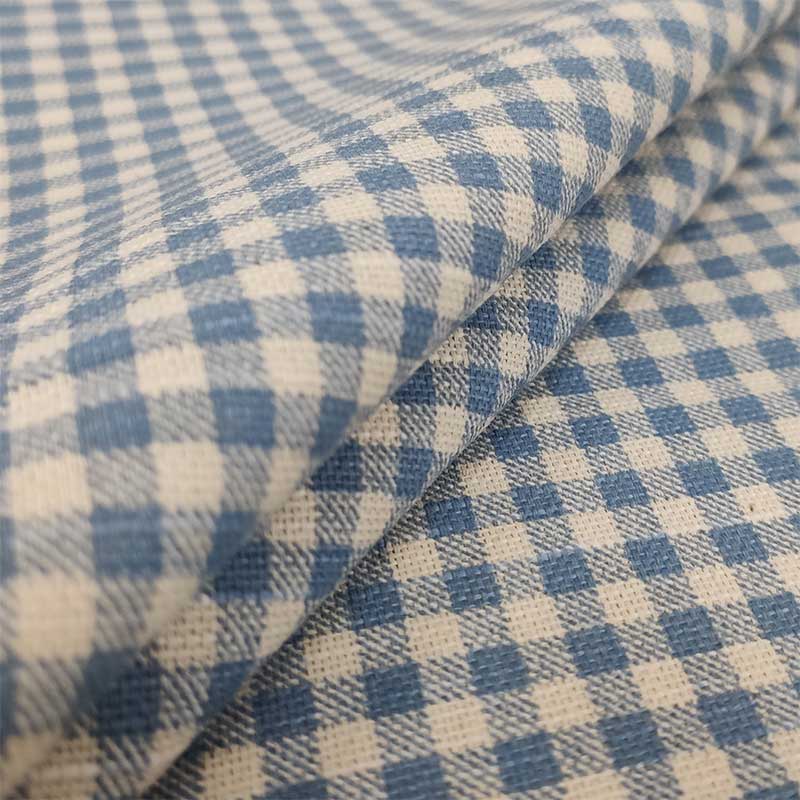 Tissu de coton à carreaux bleu clair Image
