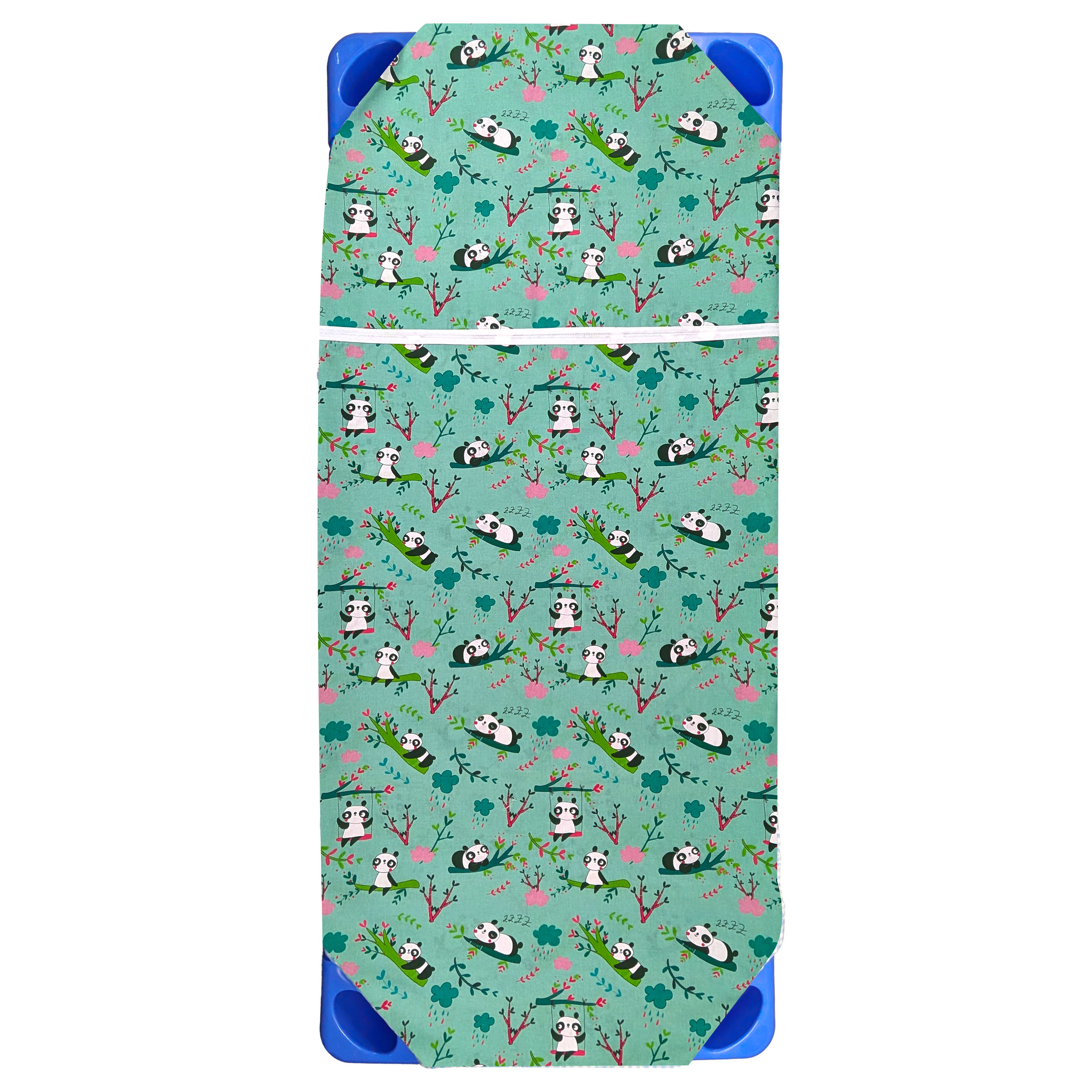 Contoured Summer Sleeping Bag for Panda Camp Beds – Mint Green Background Image