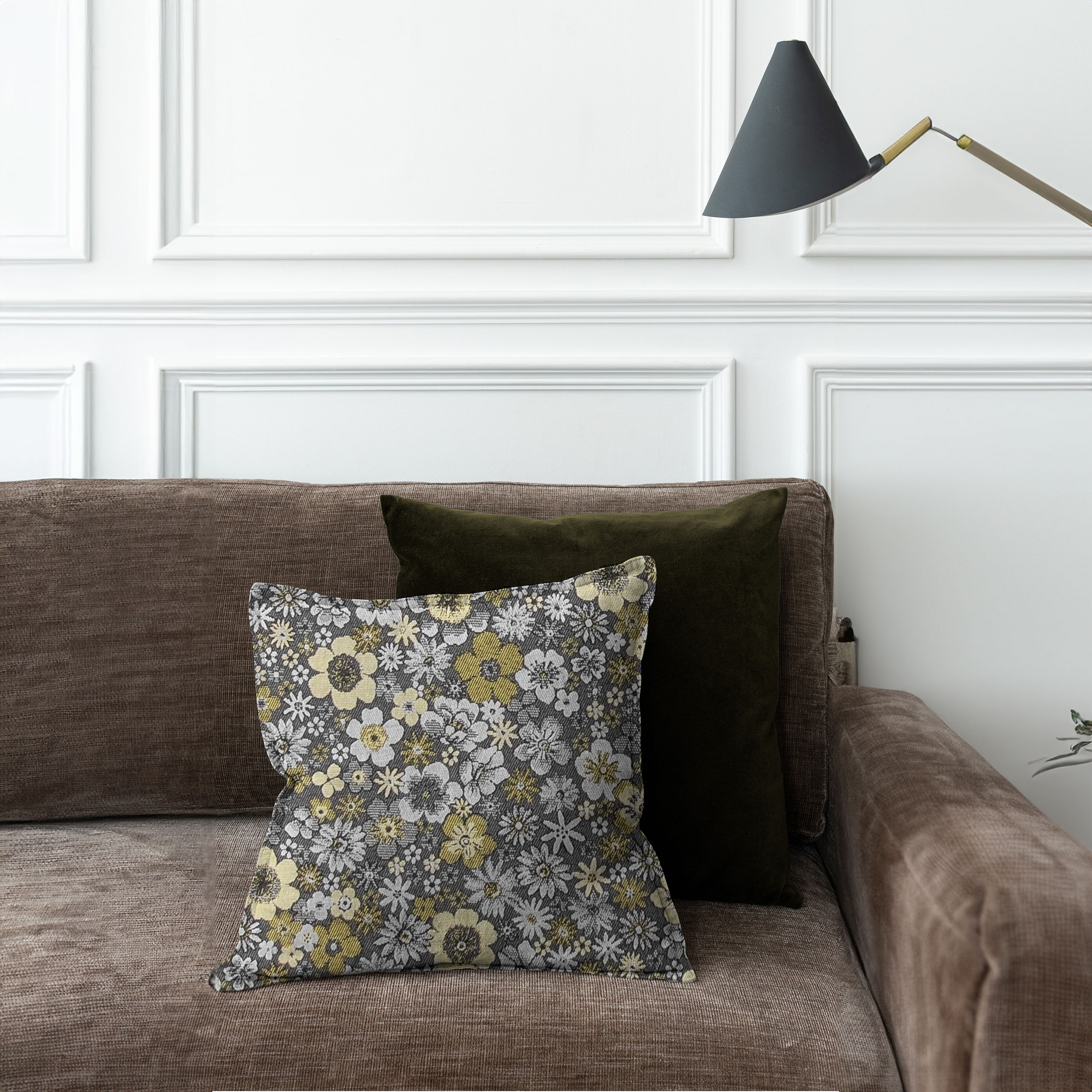 Tissu de brocart Fleurs Fond gris Image