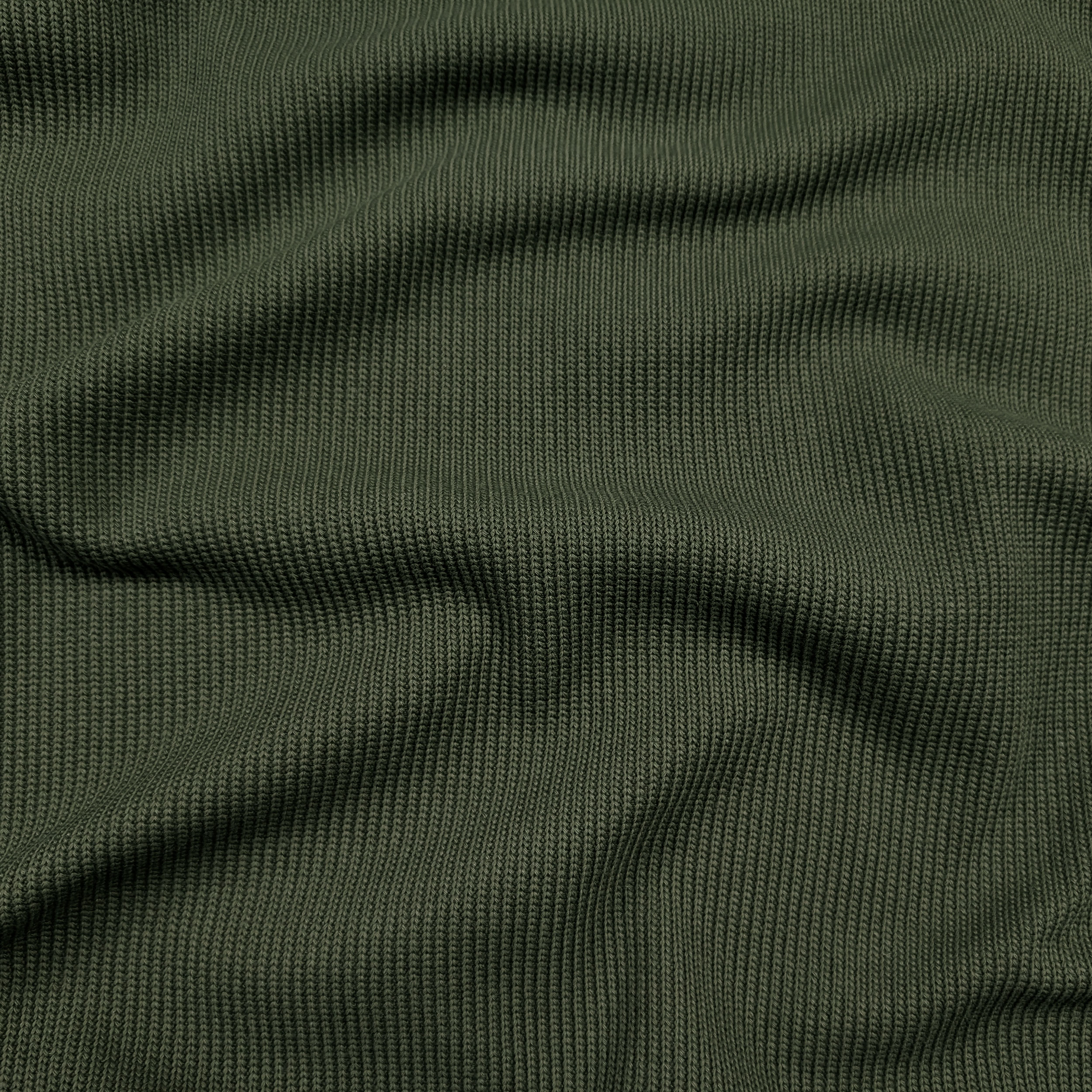 Military Green Ribbed Cotton Sweater Image