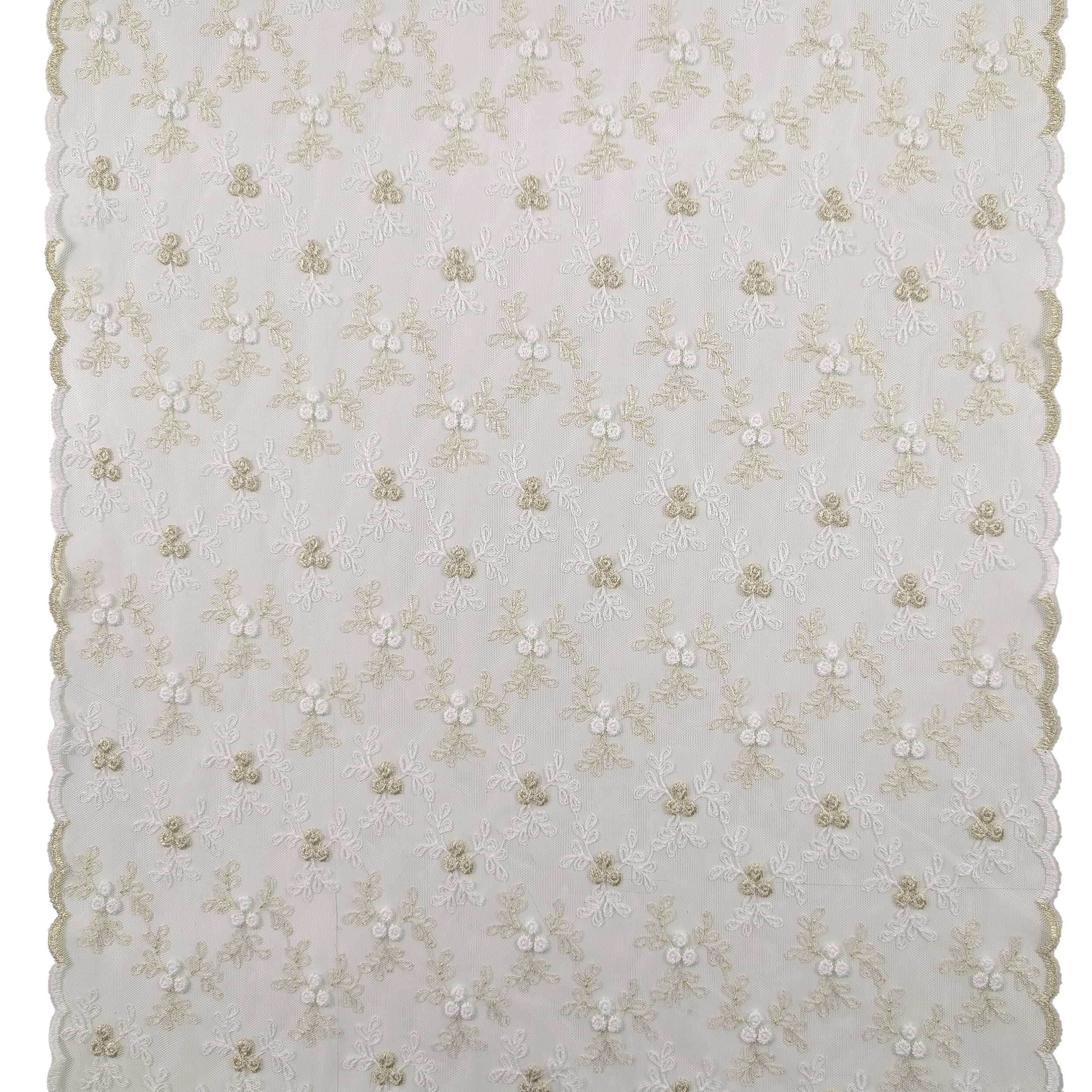 Tissu Rideau Dentelle Floral Beige Image