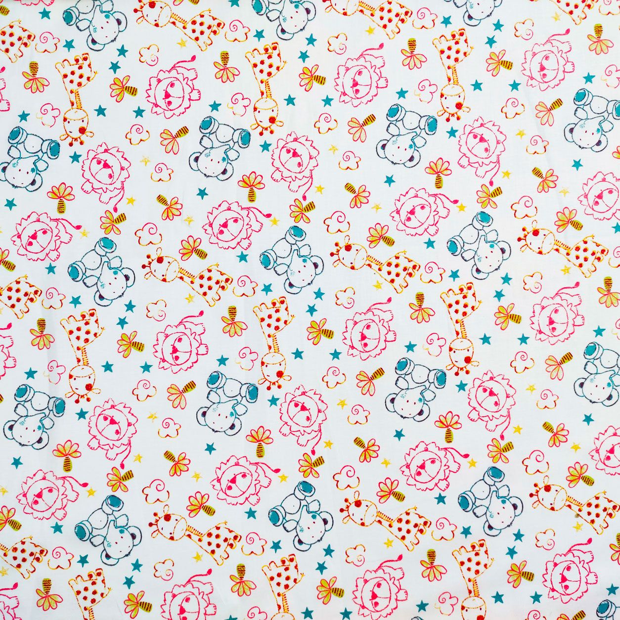 Cotton Fabric Cutout Giraffe Bears and Teddy Bears 100x160 cm Image
