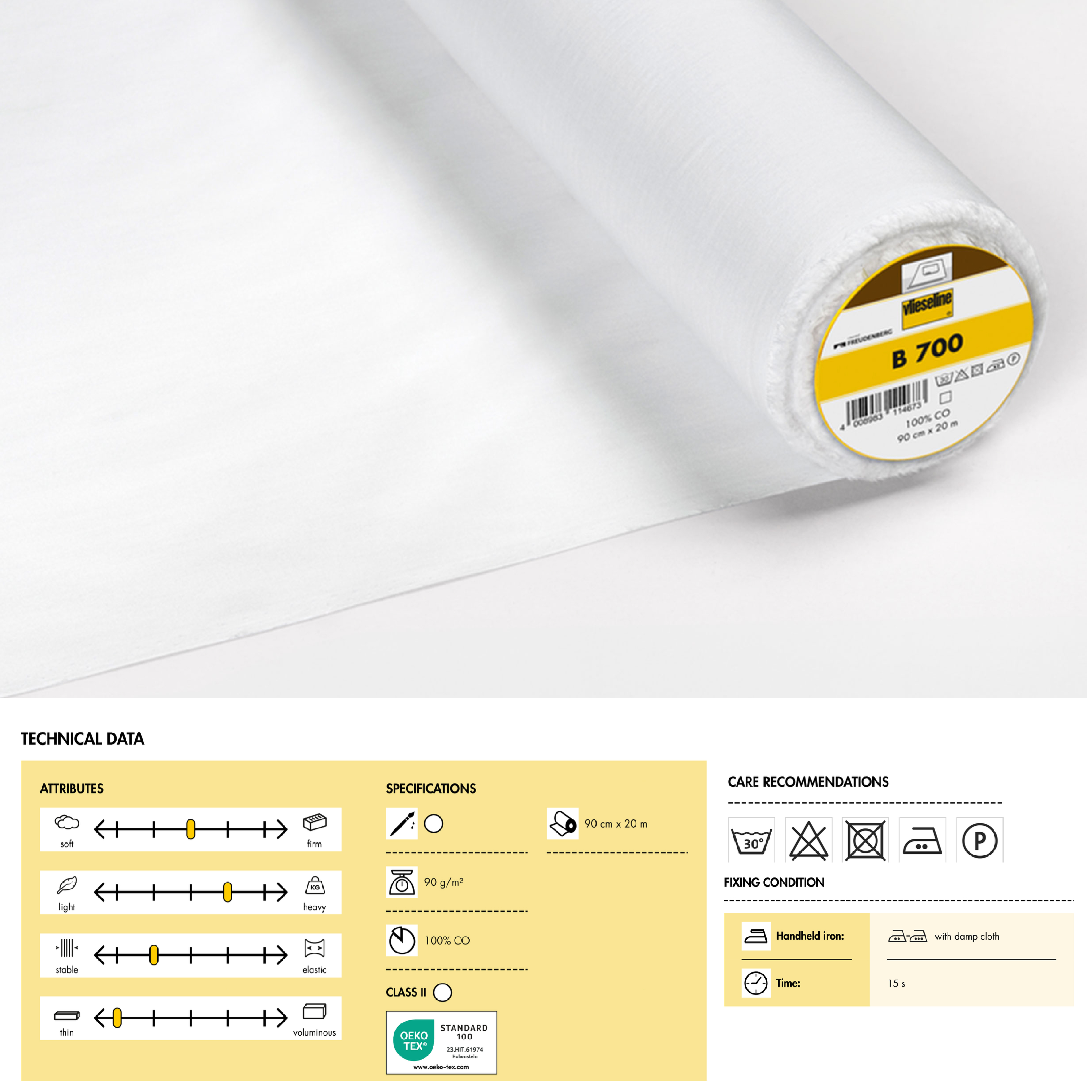 Entoilage en coton thermocollant B700 blanc Image