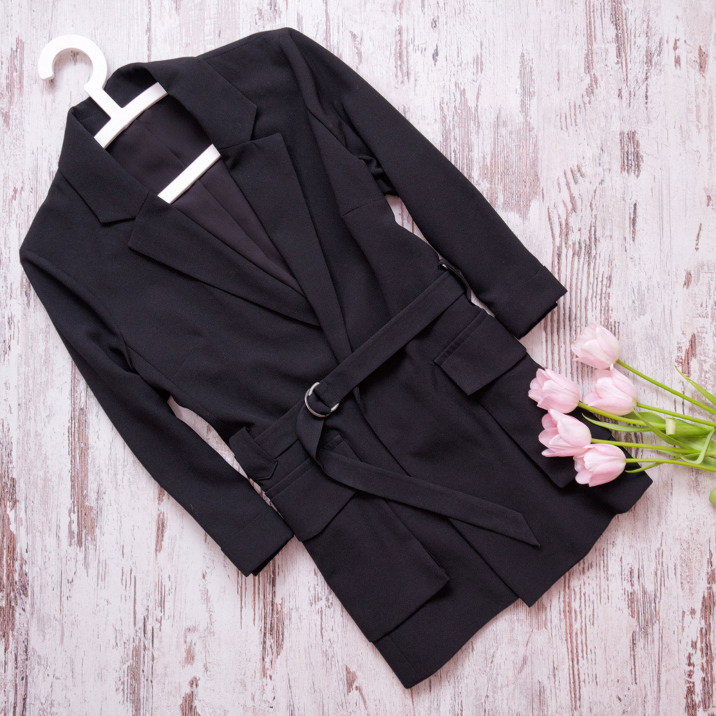 Manteau d'hiver extensible Noir Couleur unie