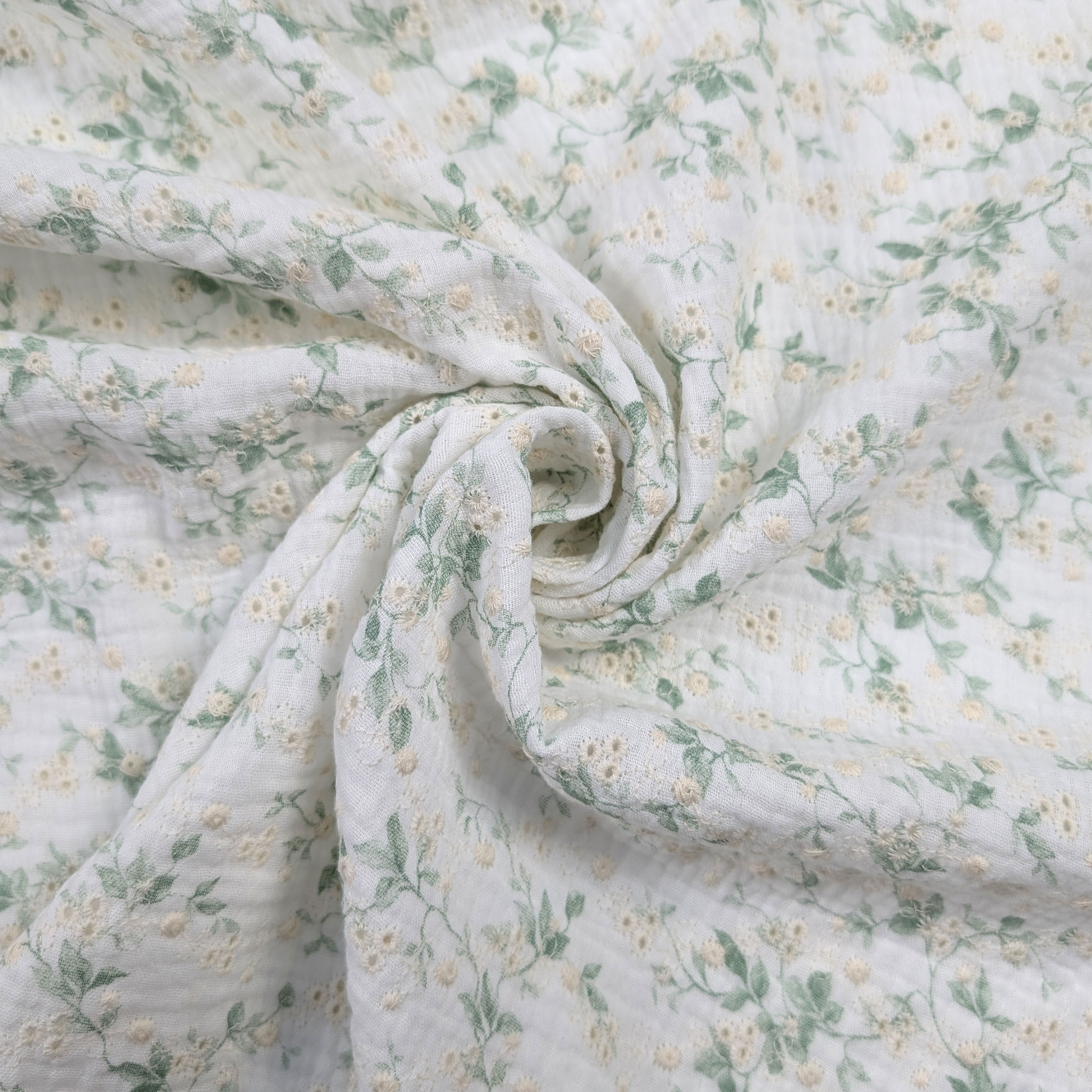 Muslin with Embroidered Flowers Image