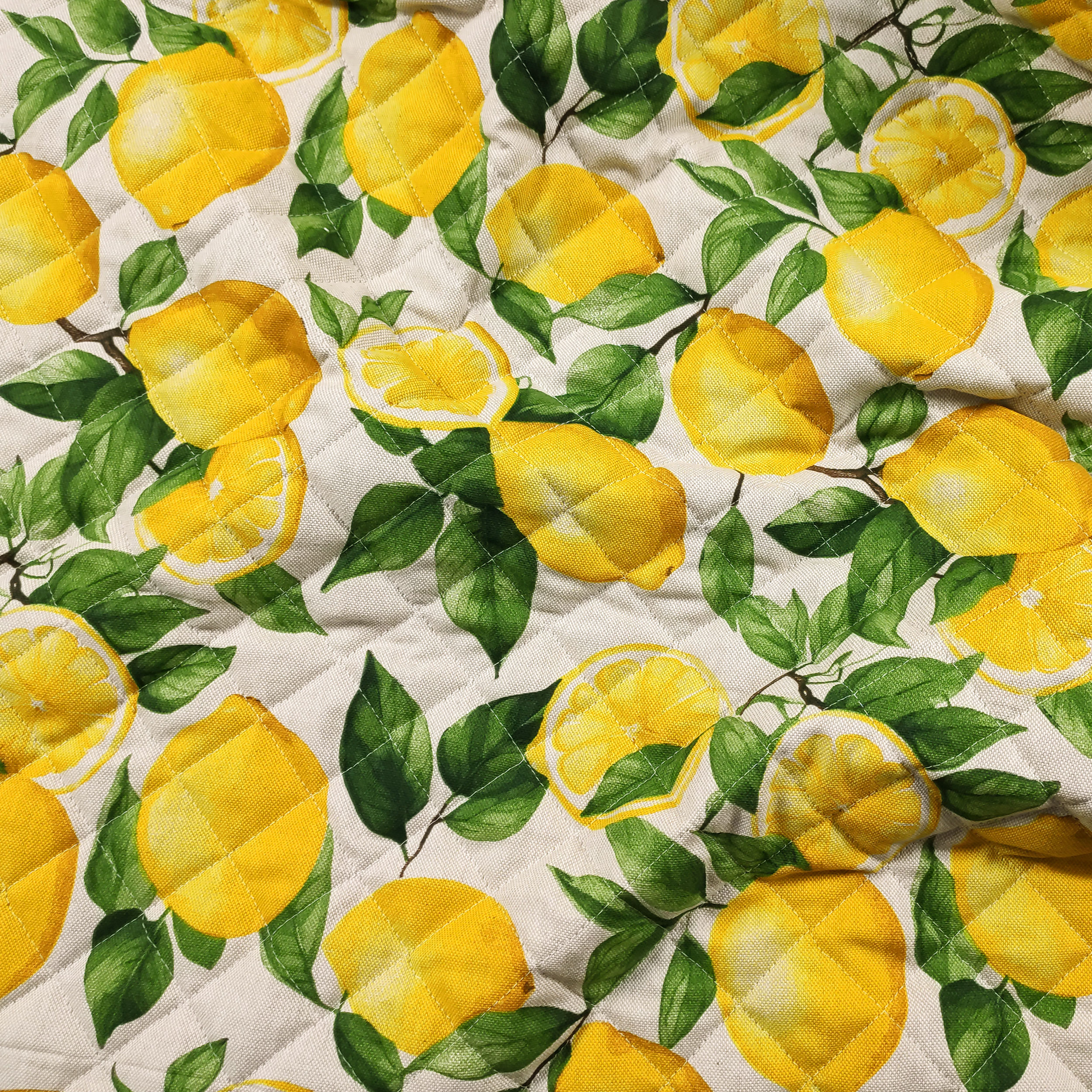 Lemon Quilted Fabric Beige Background