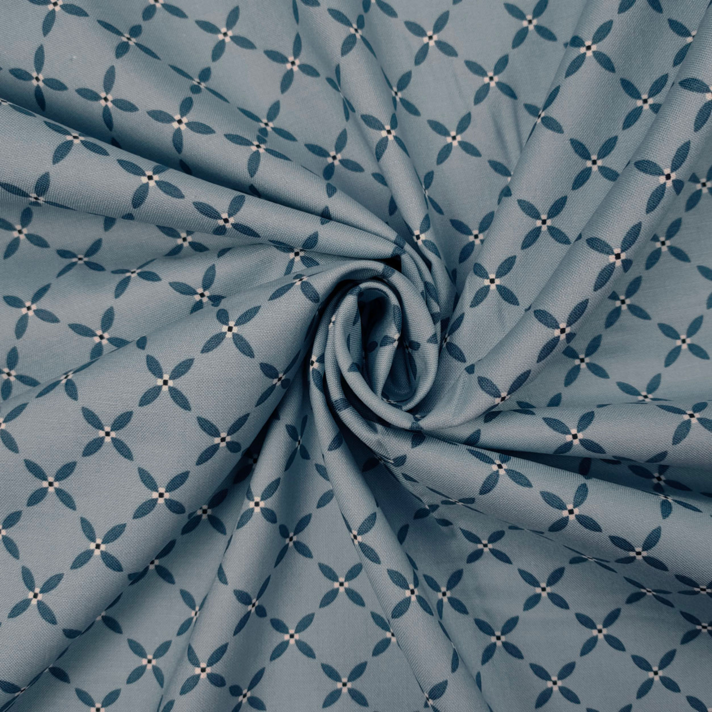 Stoffzuschnitt Gutermann Geometrisches Muster Blaue Blumen 50x145 cm Image