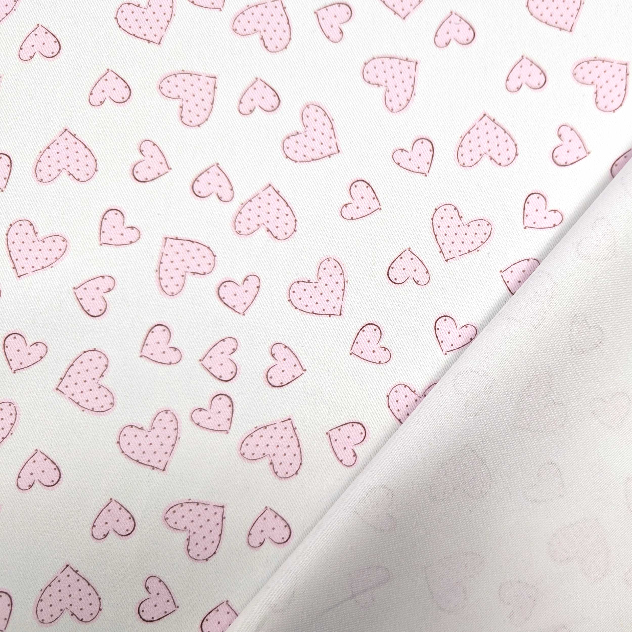 Pink Hearts Cotton Gabardine Image