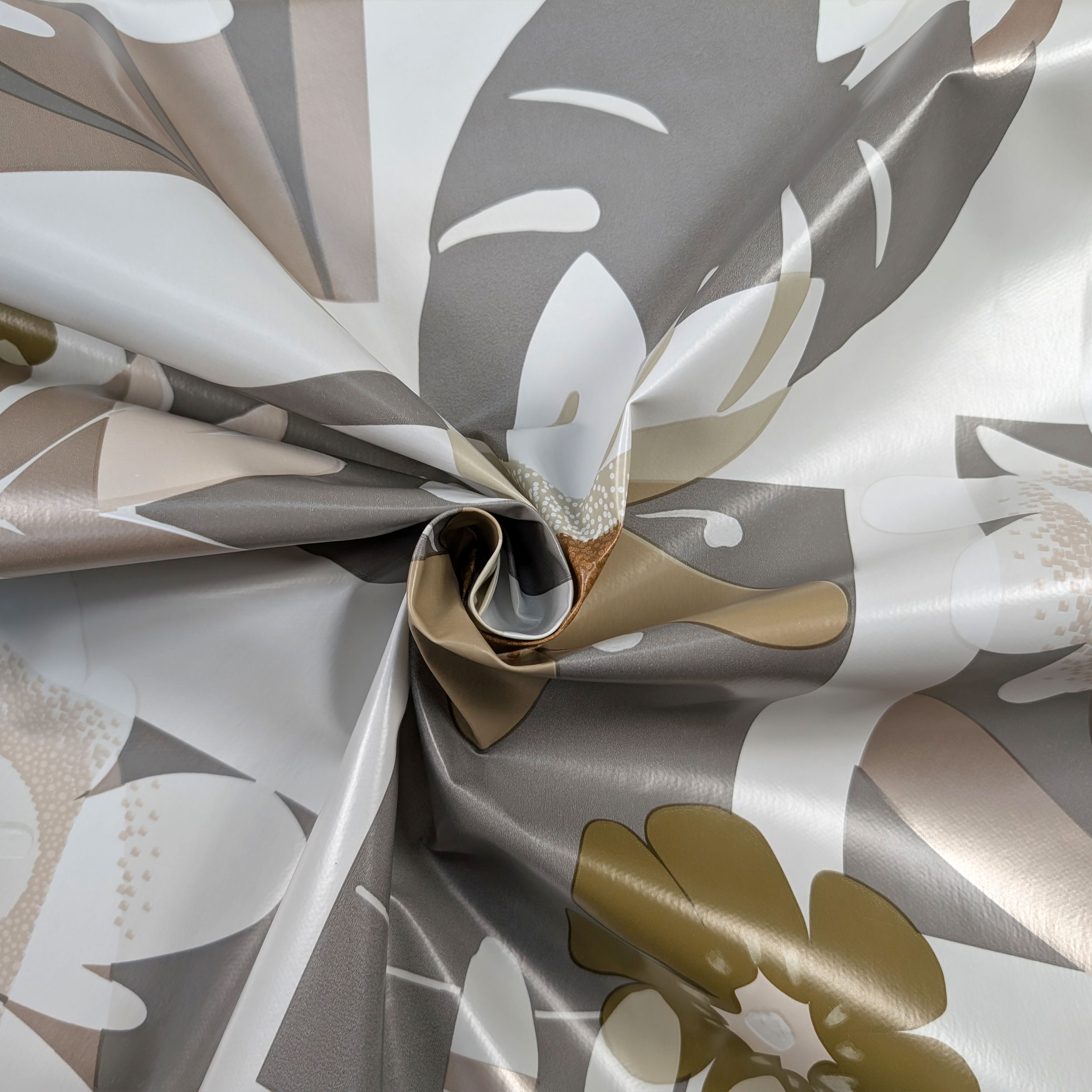 Neutral Tone Floral Plasticised Tablecloth Fabric Image