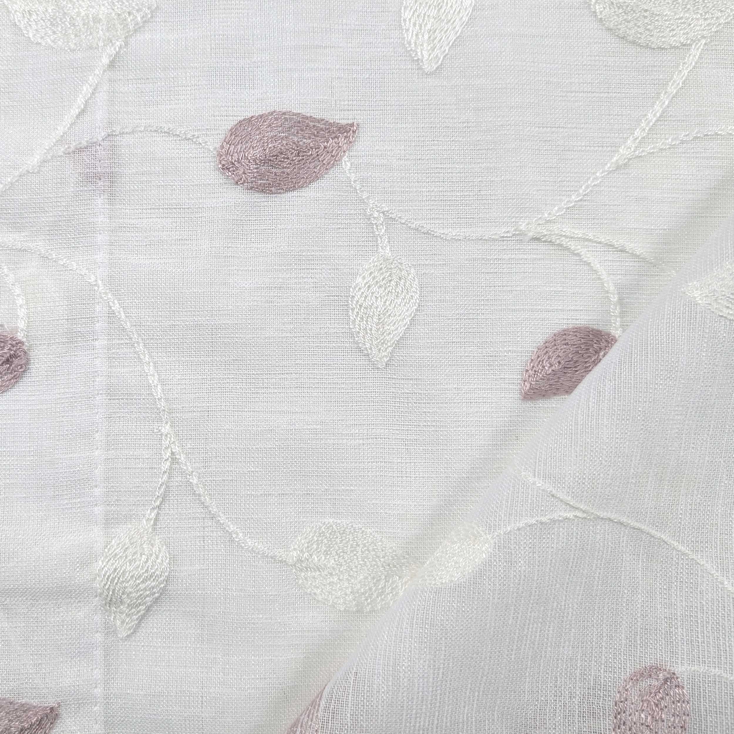 Tissu de rideau Feuilles brodées - Rose Image