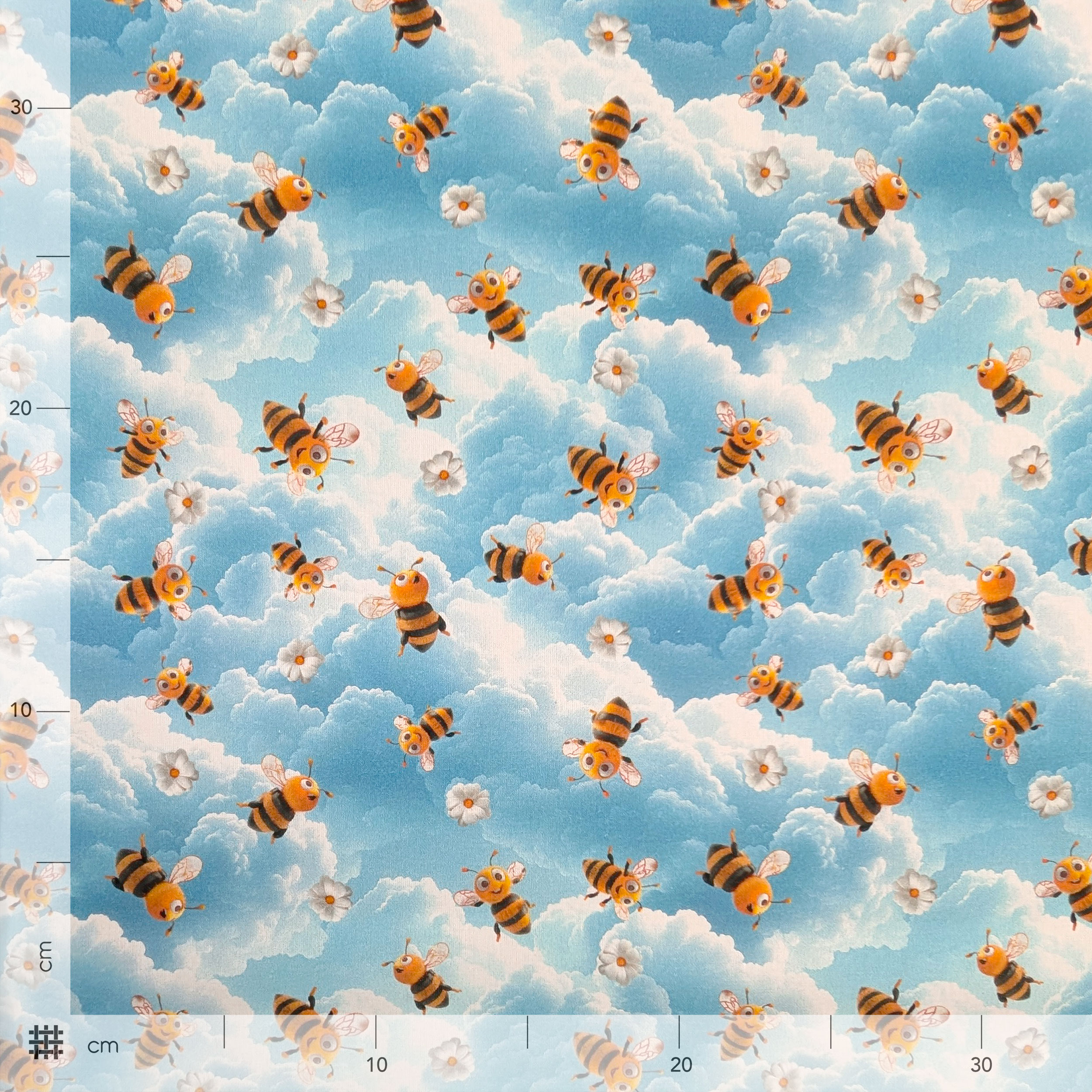 Digital Cotton Bees and Clouds Image