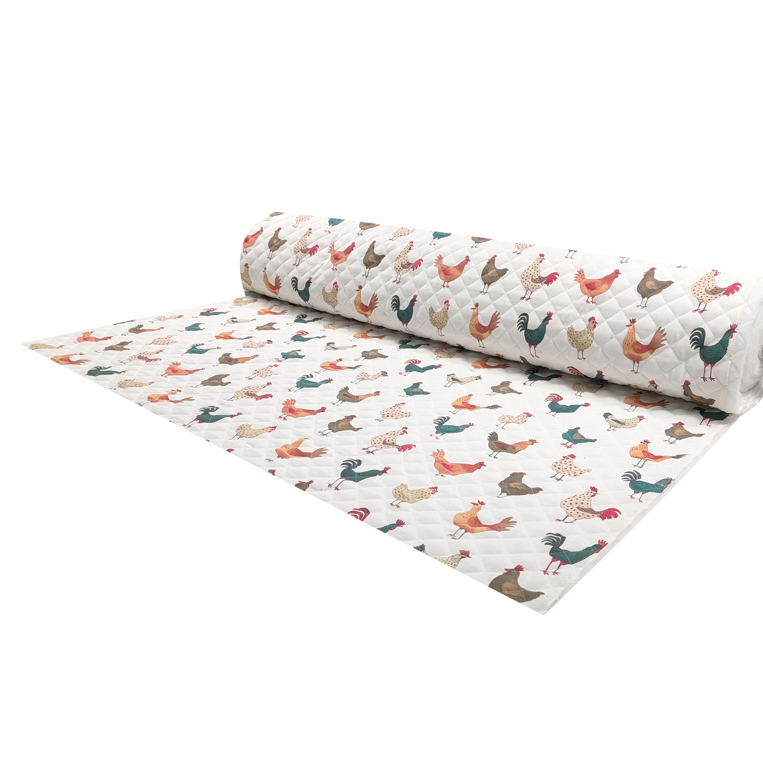 White Quilted Fabric Hens Image