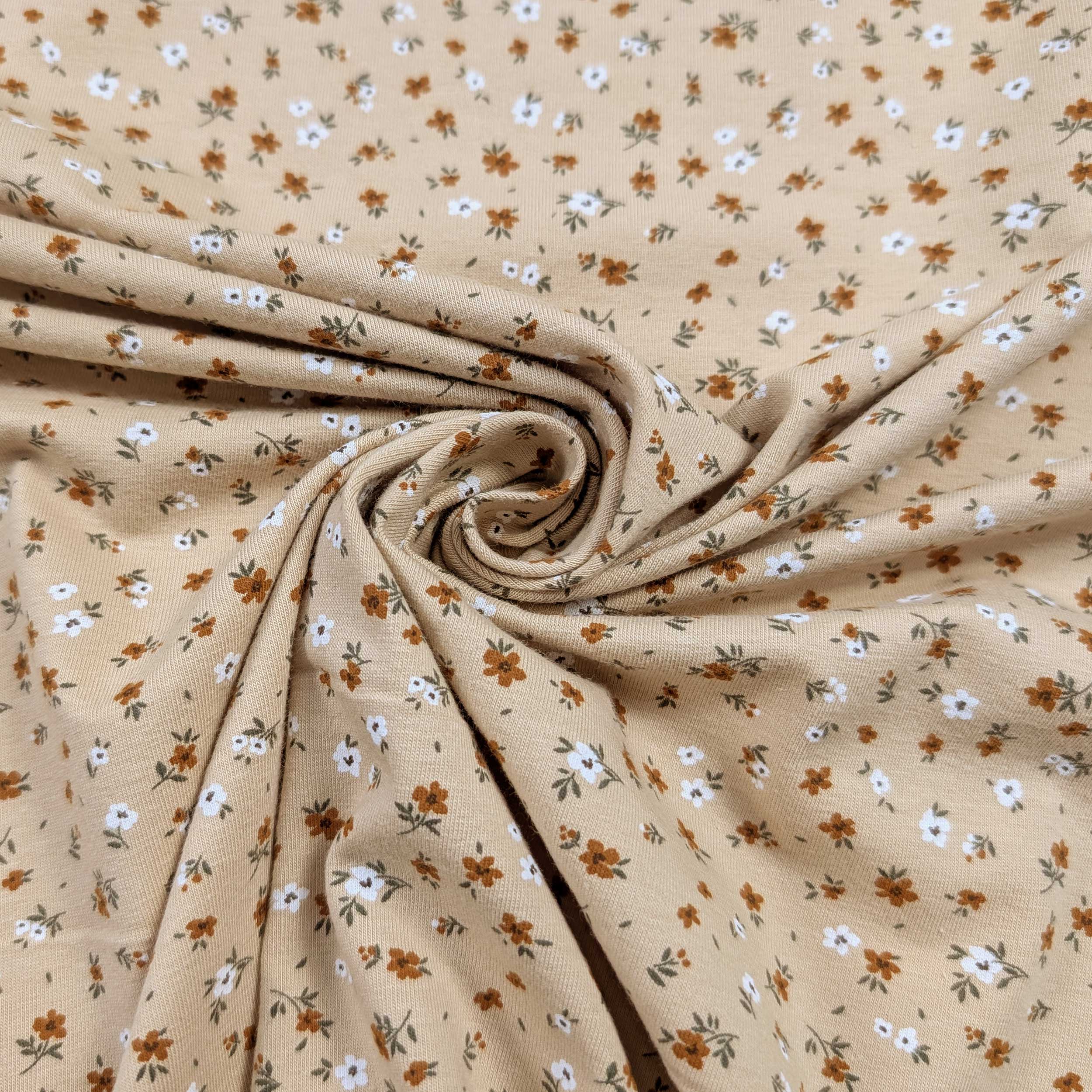Jersey Cotton Beige Floral Jersey Image