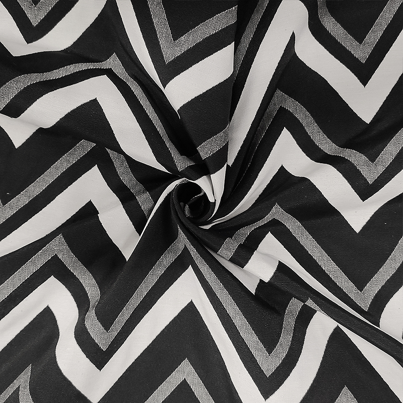 Tissu Jacquard découpé Zig Zag noir et blanc 50x140 cm Image