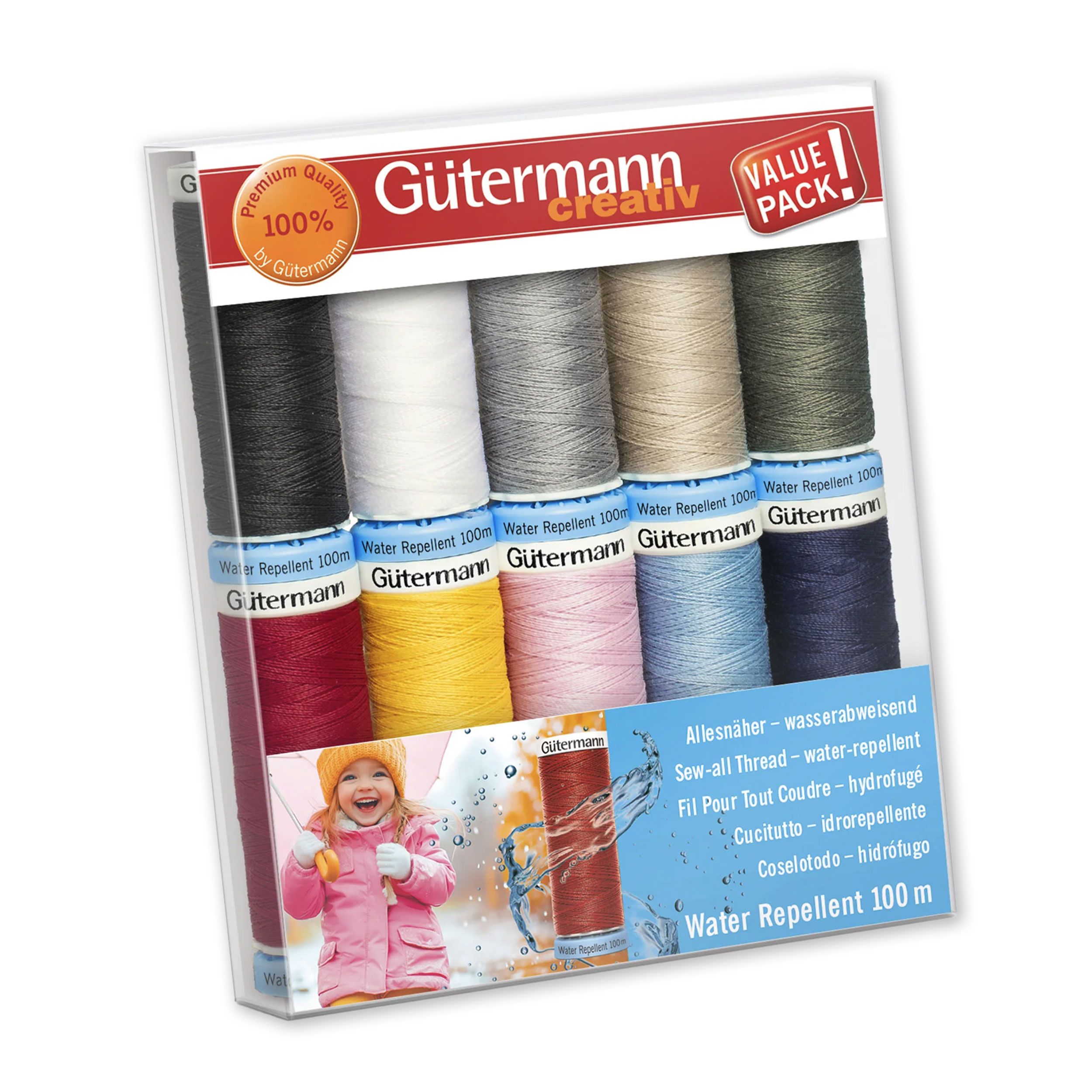 Gutermann Set of 10 bobbins of water-repellent sewing thread 100 m Image