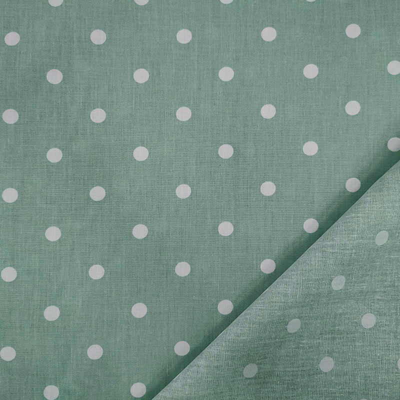 Tissu de coton Blanc à pois Fond Jade Image