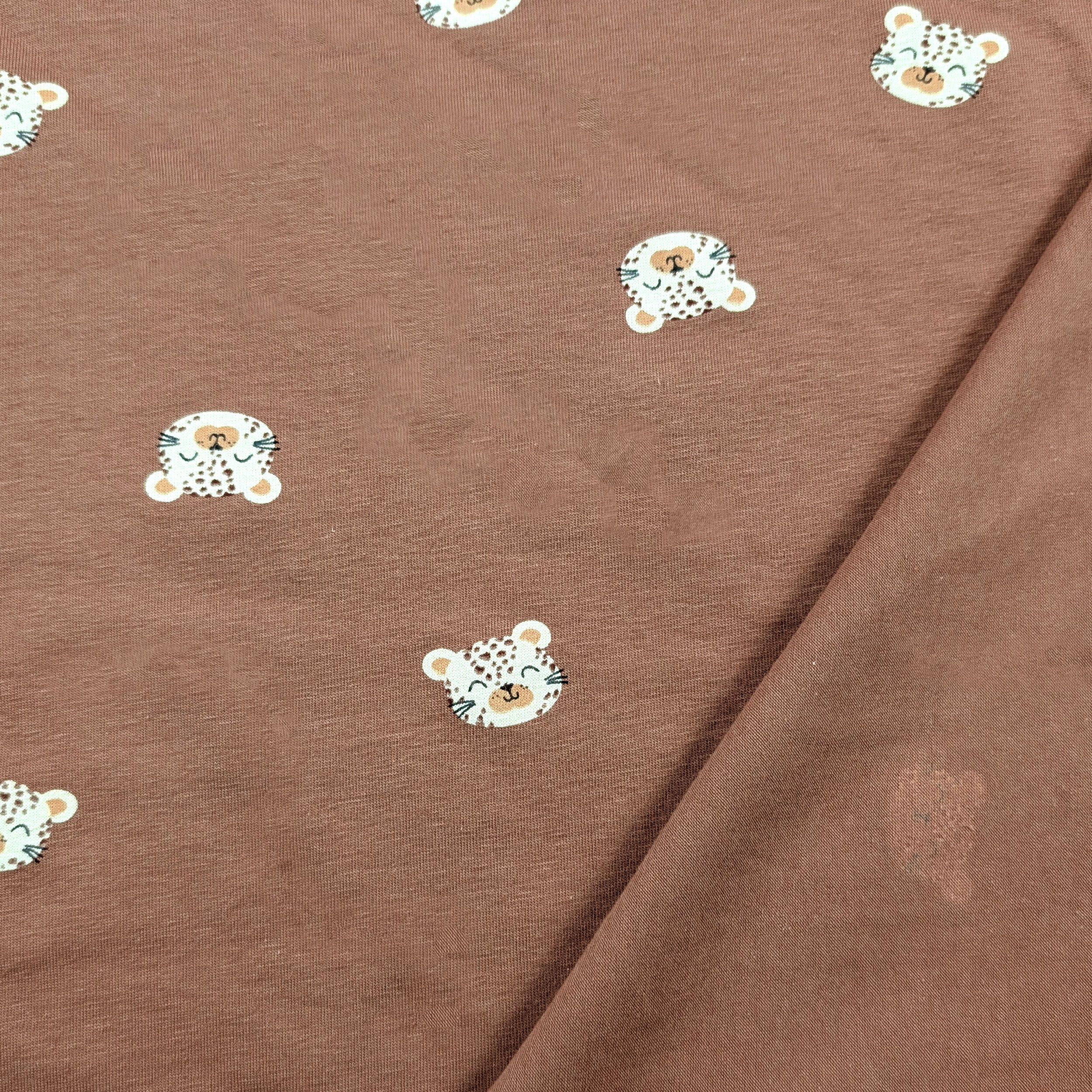 Jersey Cotton Camel Background with Tigers Image