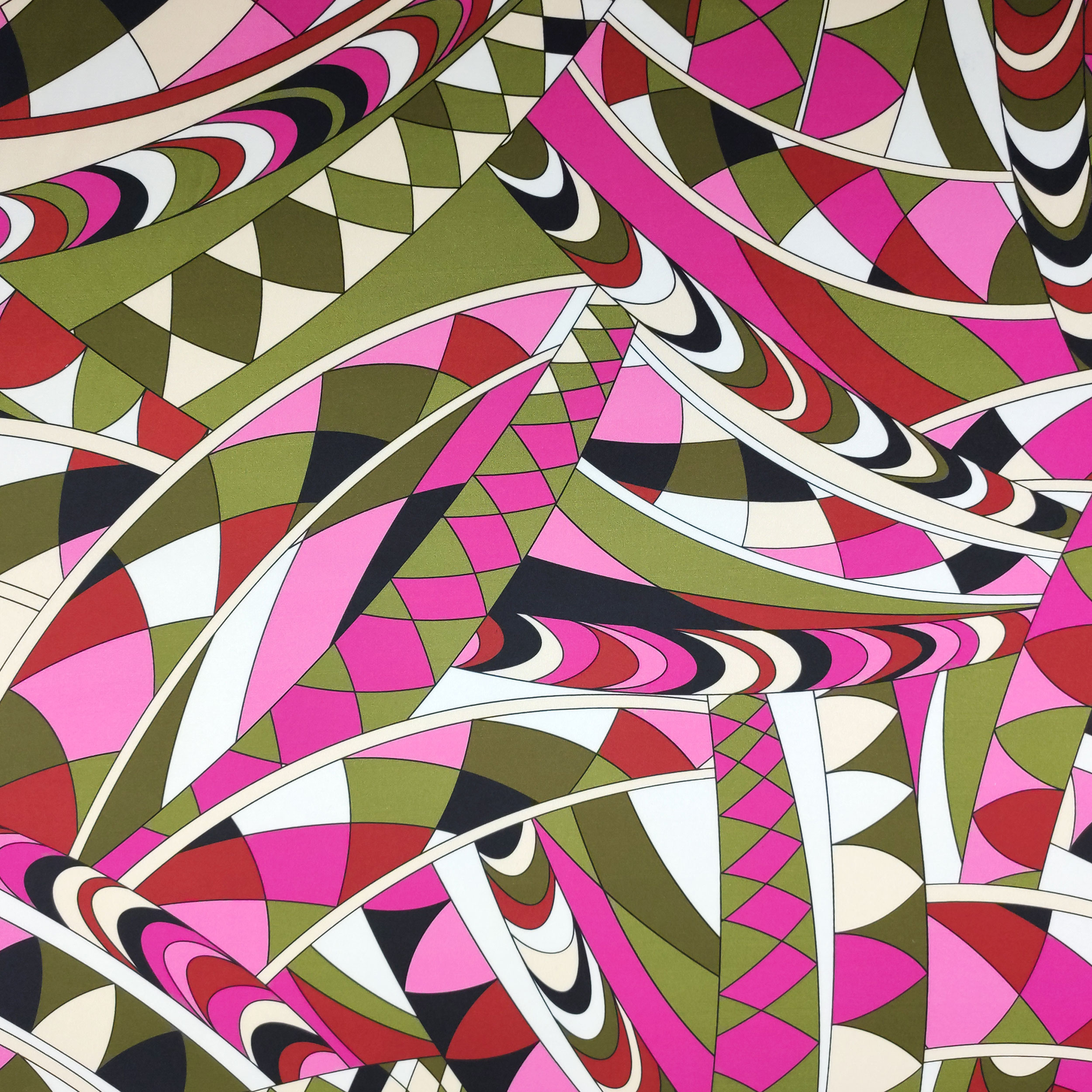 Conjunto Satén Elástico Moda Fantasía Abstracta Fuxia