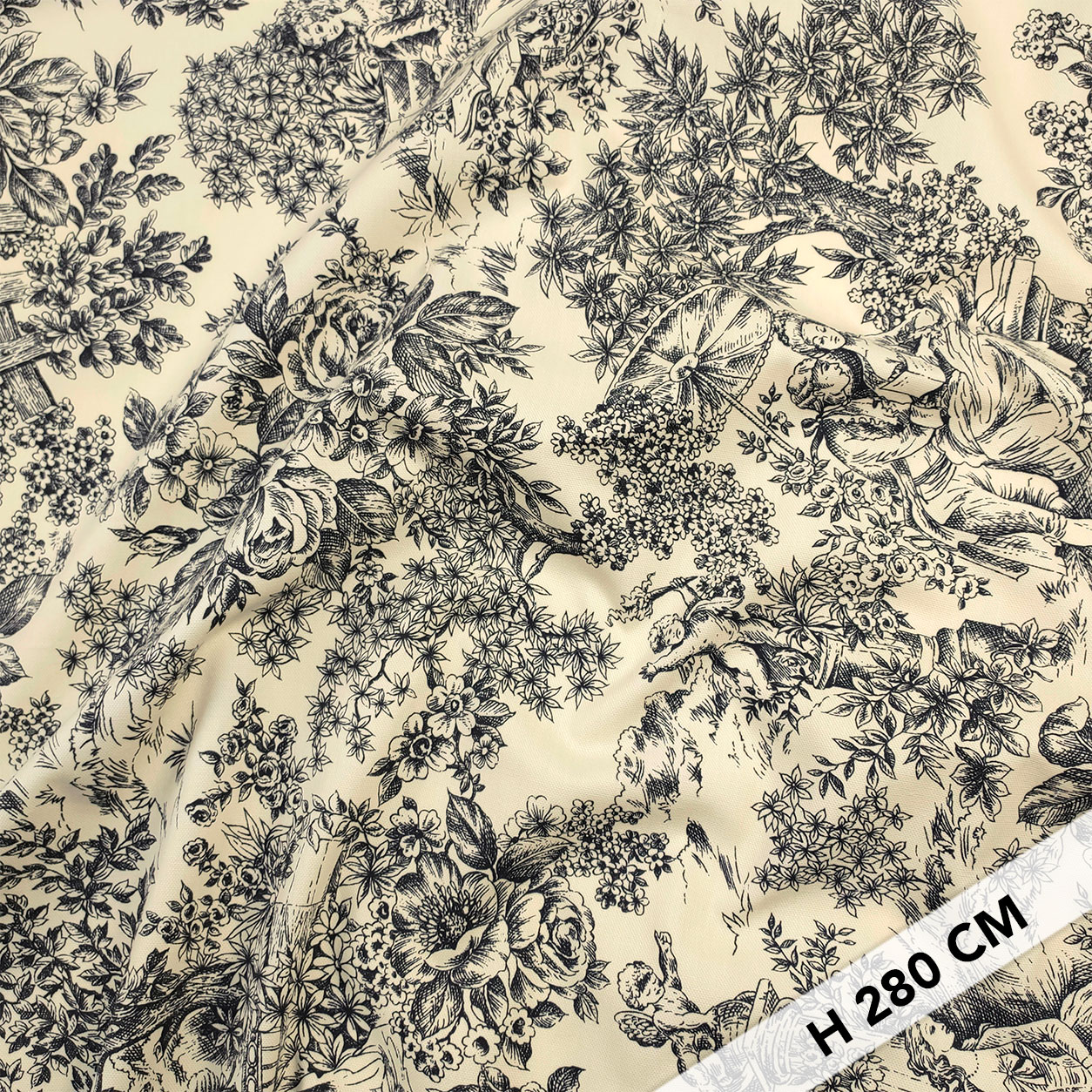 Panama Fabric French Countryside Black Image