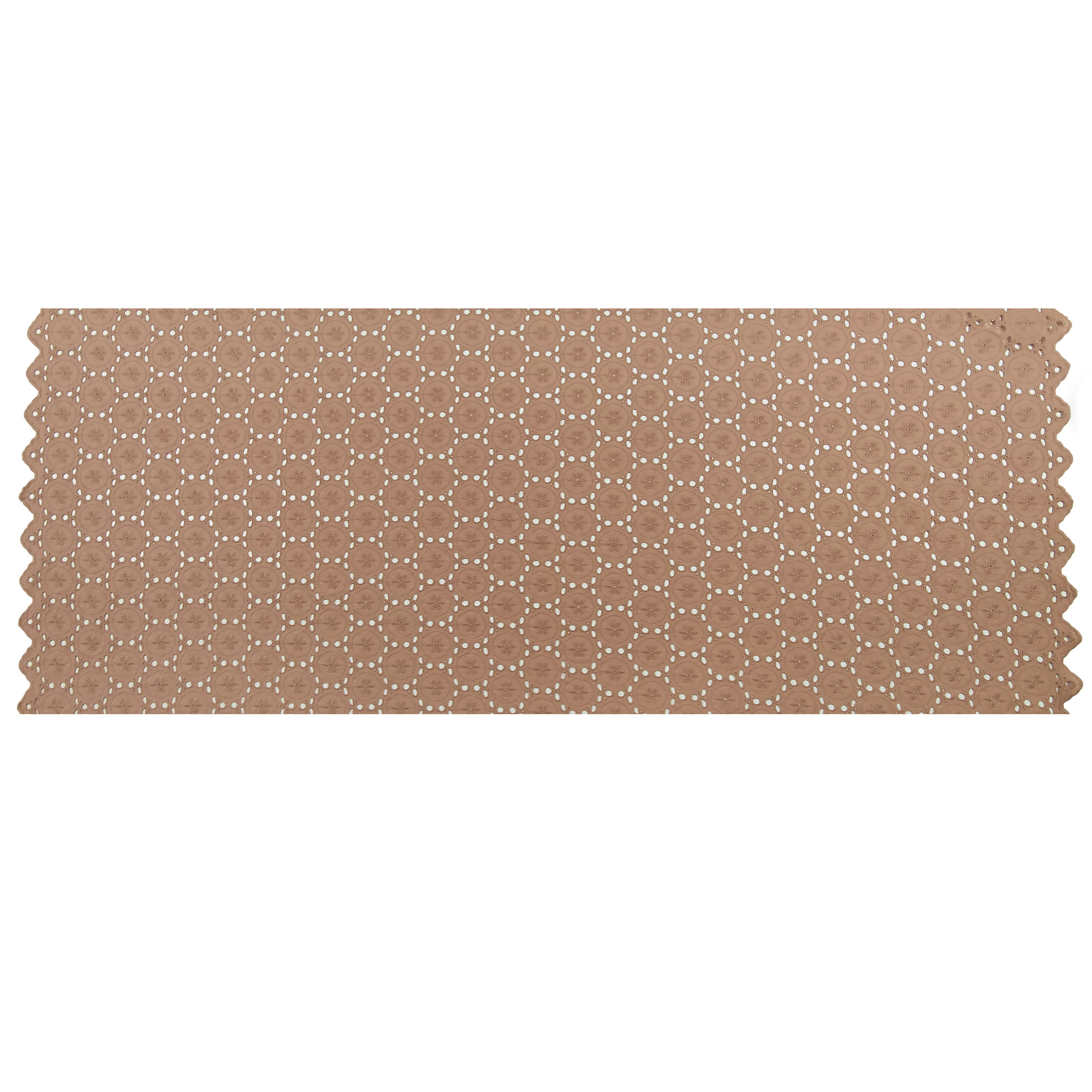 Tejido Sangallo Beige Doble Borde Bordado