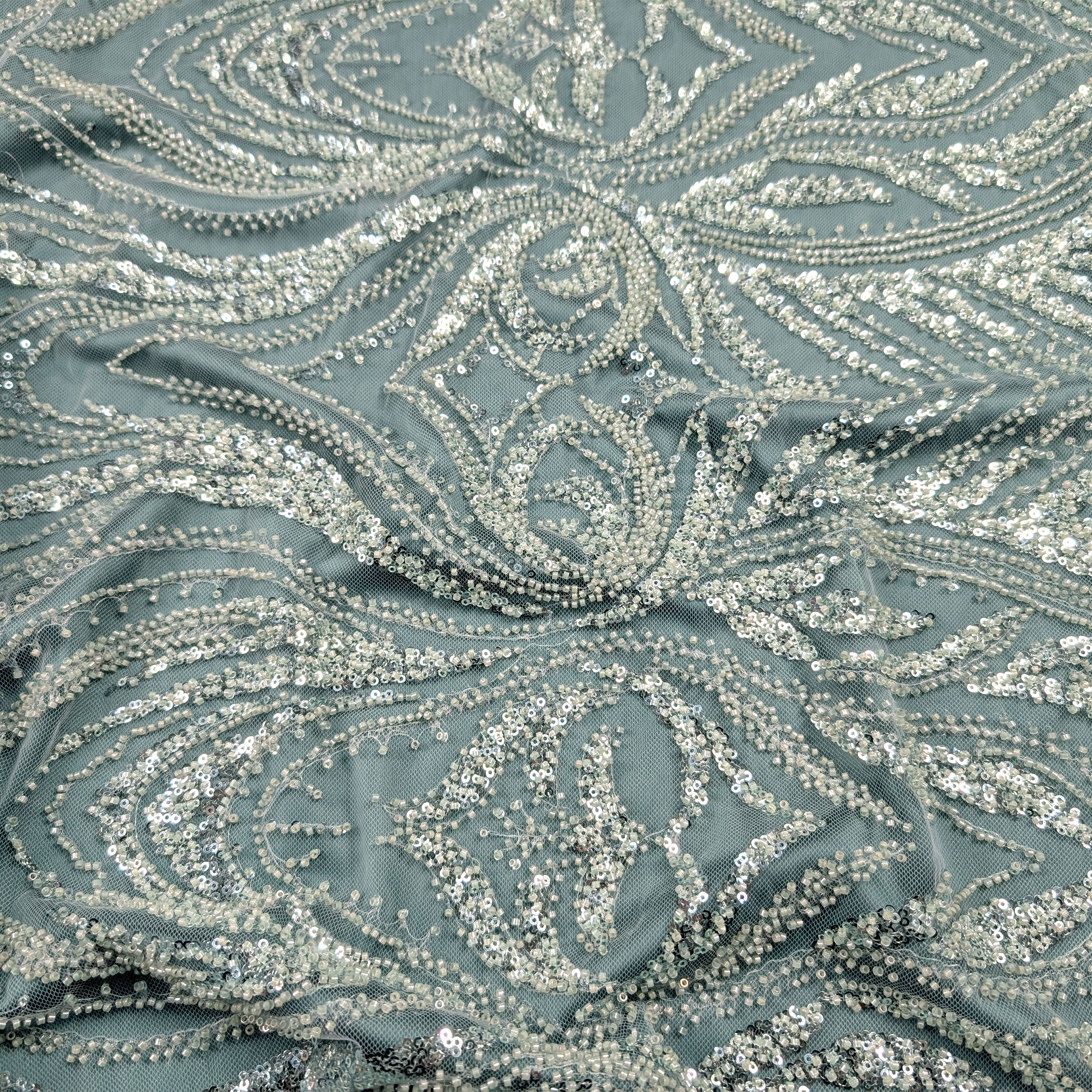 Fabric Sequins Embroidery Mint Image