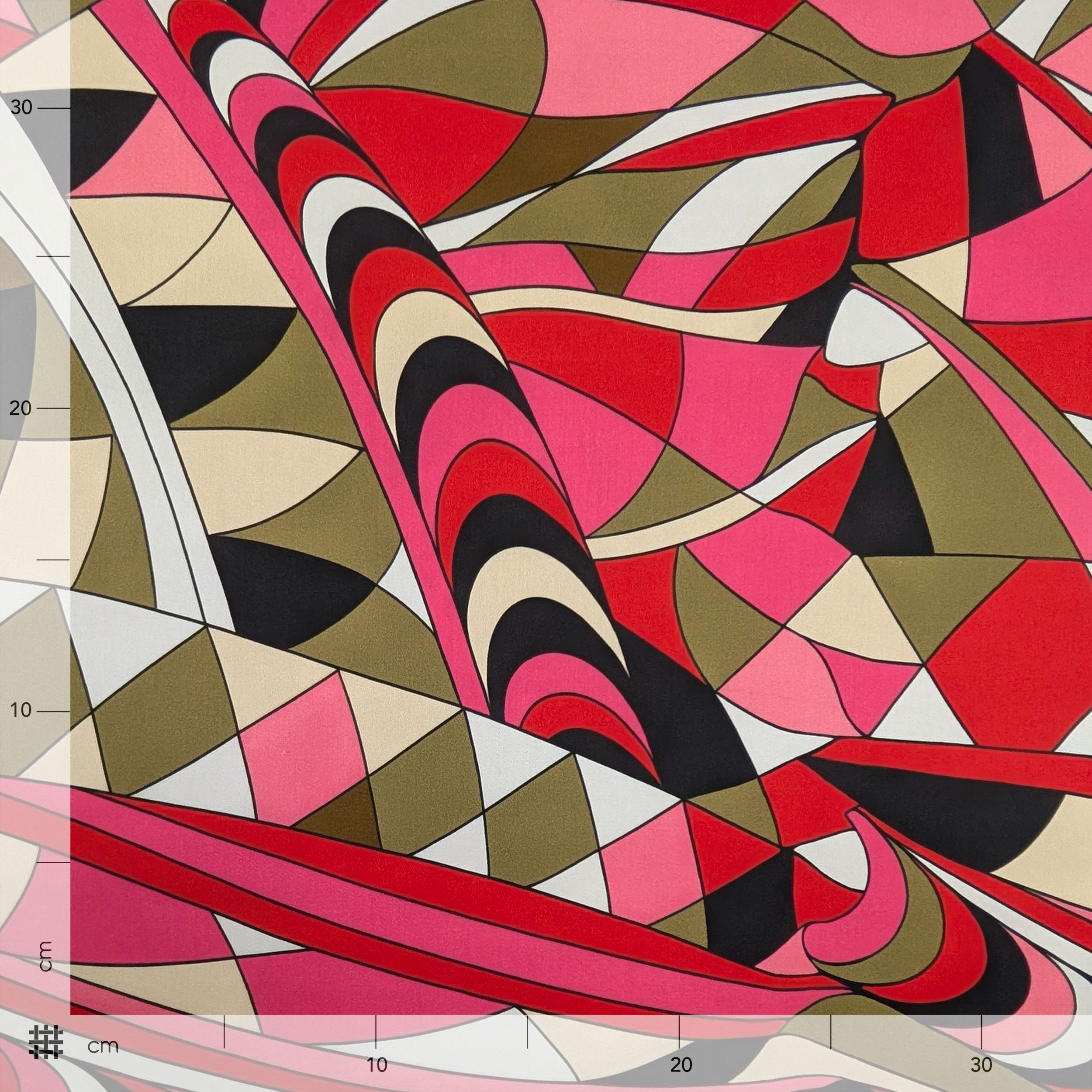 Abstract Geometrical Patterned Multicolour Cotton Satin Image