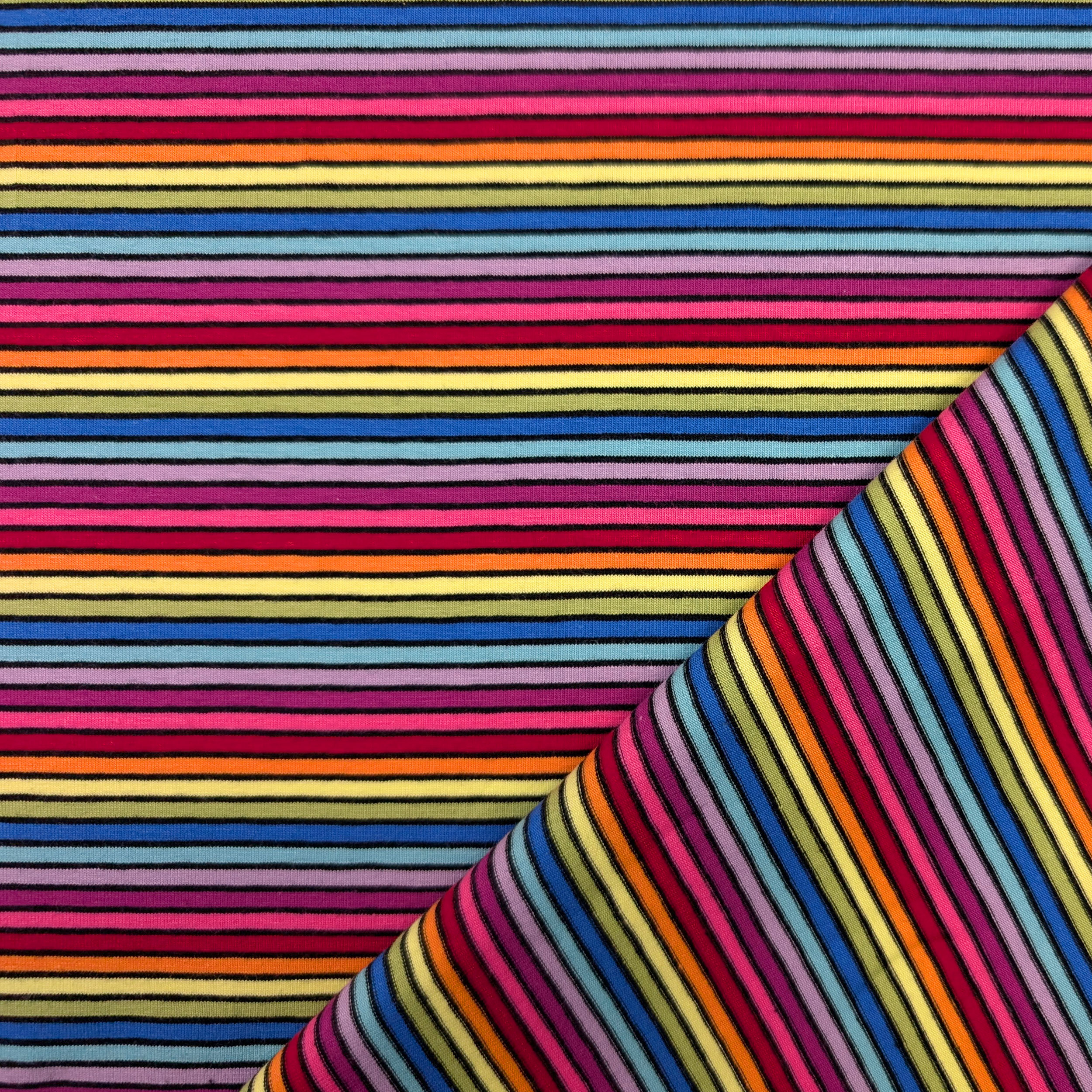 Jersey Cotton Horizontal Stripes Multicolour Image