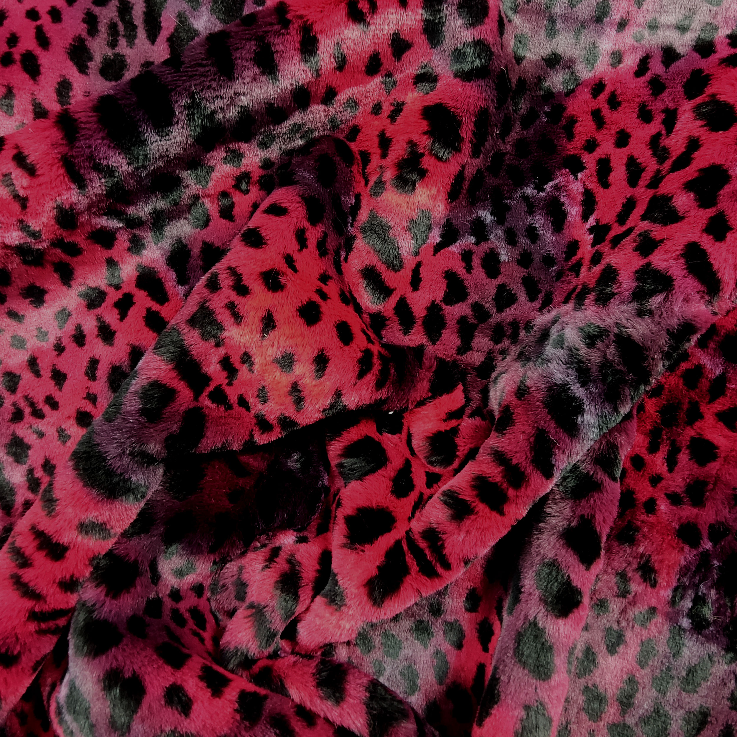 Bordeaux Leopard Patterned Synthetic Fur