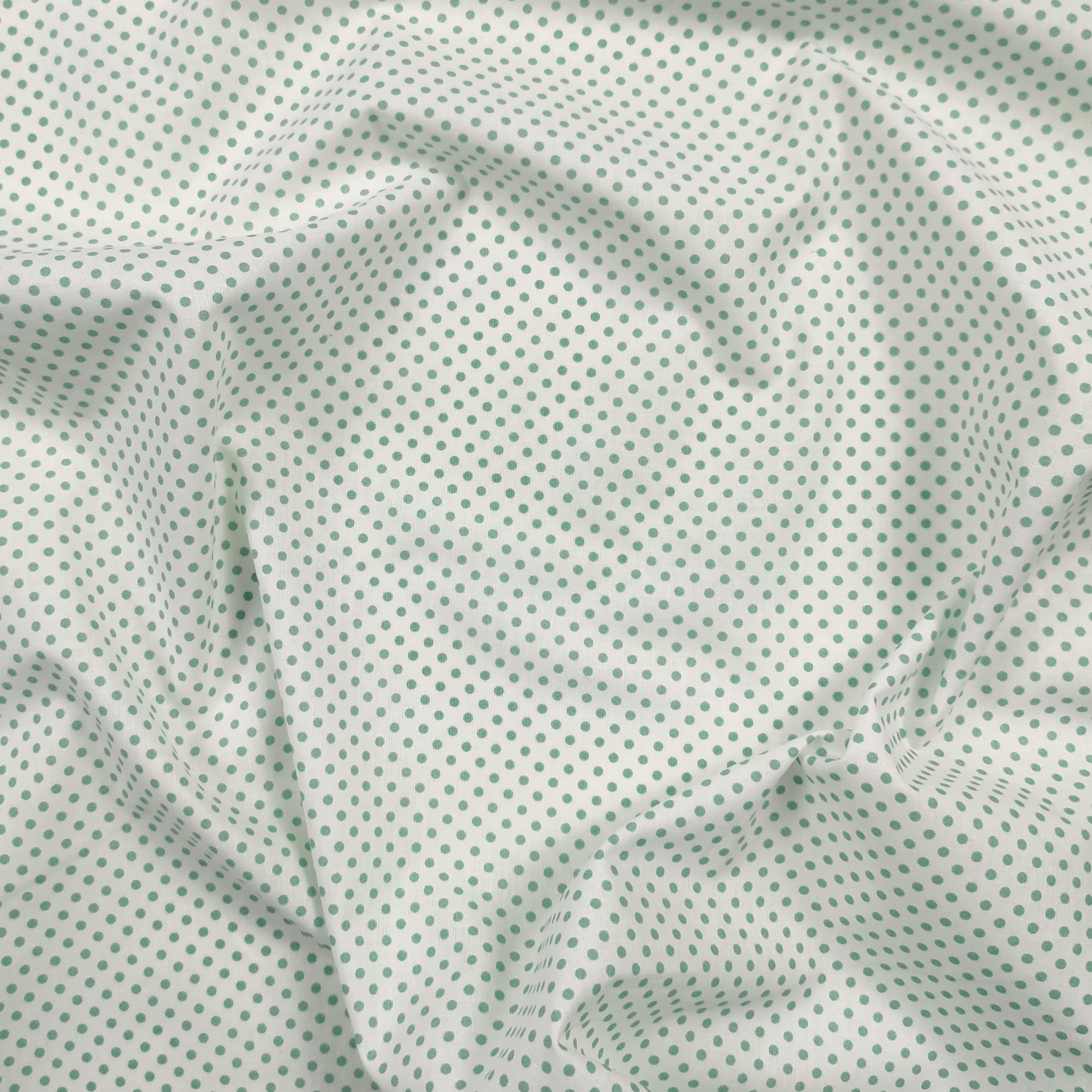 Baumwollstoff Weiß Mint Polka Dot
